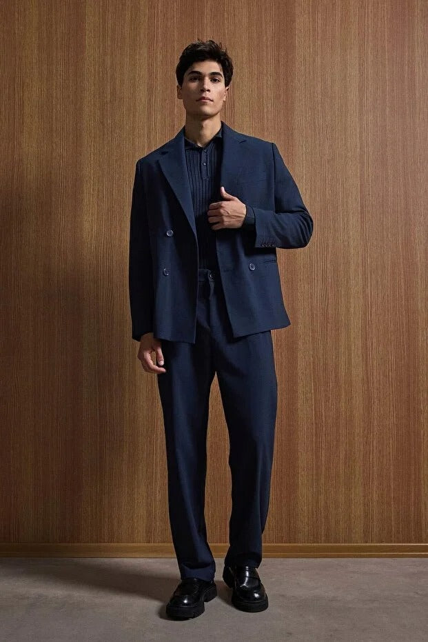 Navy Double Breasted Oversized Suit 2-Piece