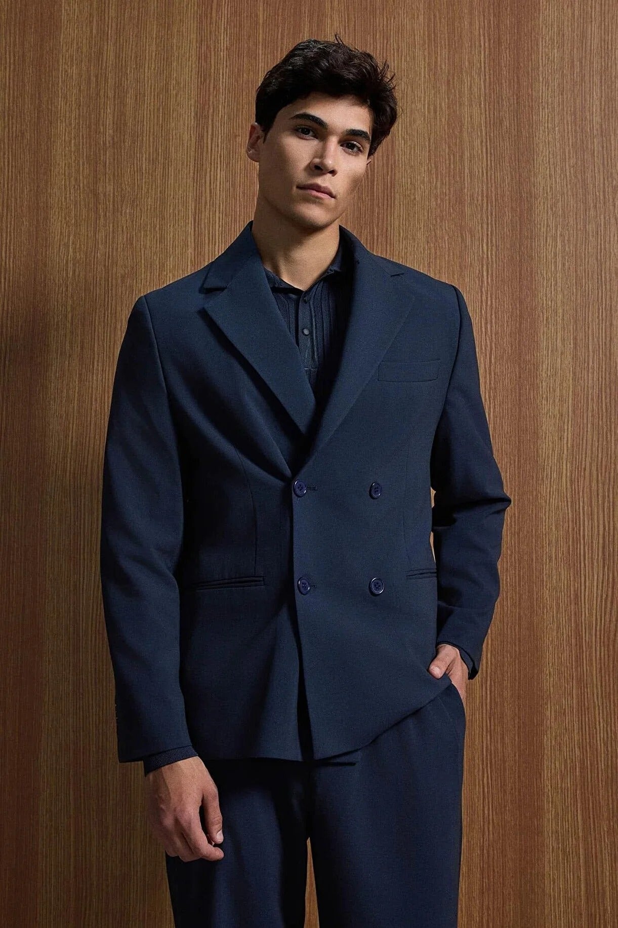 Navy Double Breasted Oversized Suit 2-Piece