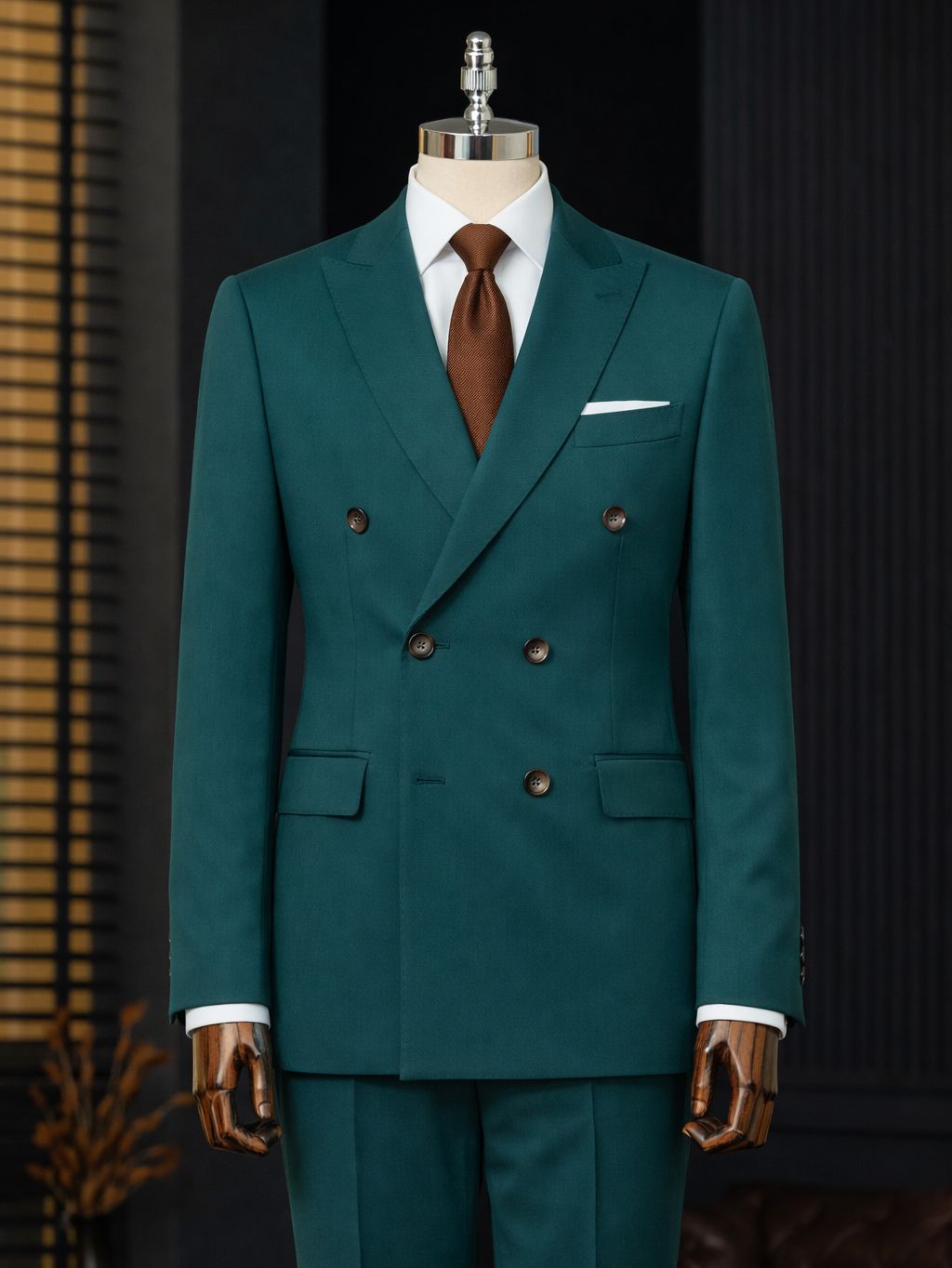 Green Double Breasted Suit 2-Piece