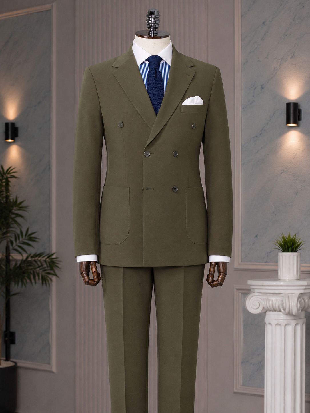 Khaki Double Breasted Suit 2-Piece