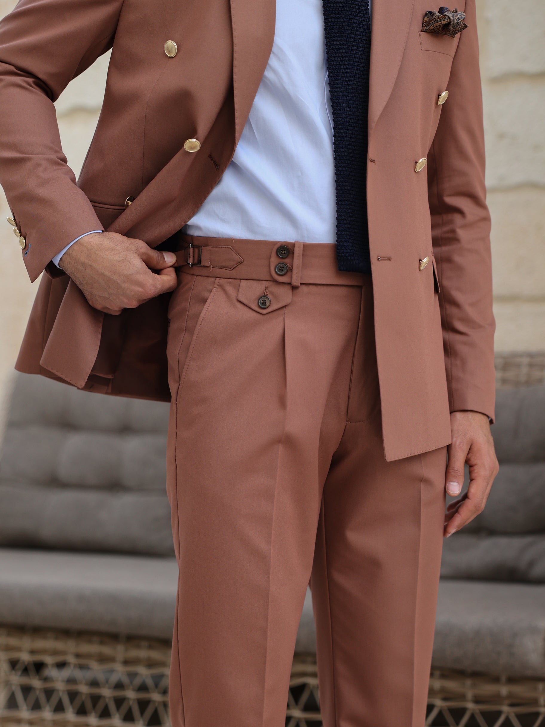 Brown Double Breasted Suit 2-Piece