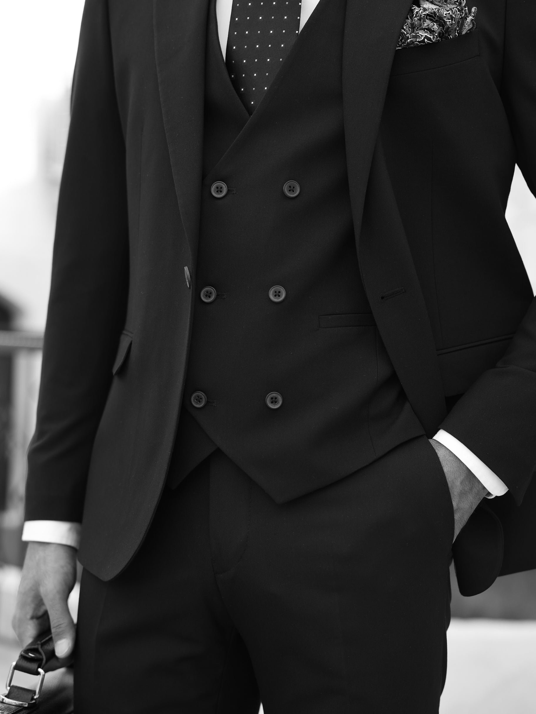 Black Slim-Fit Suit 3-Piece