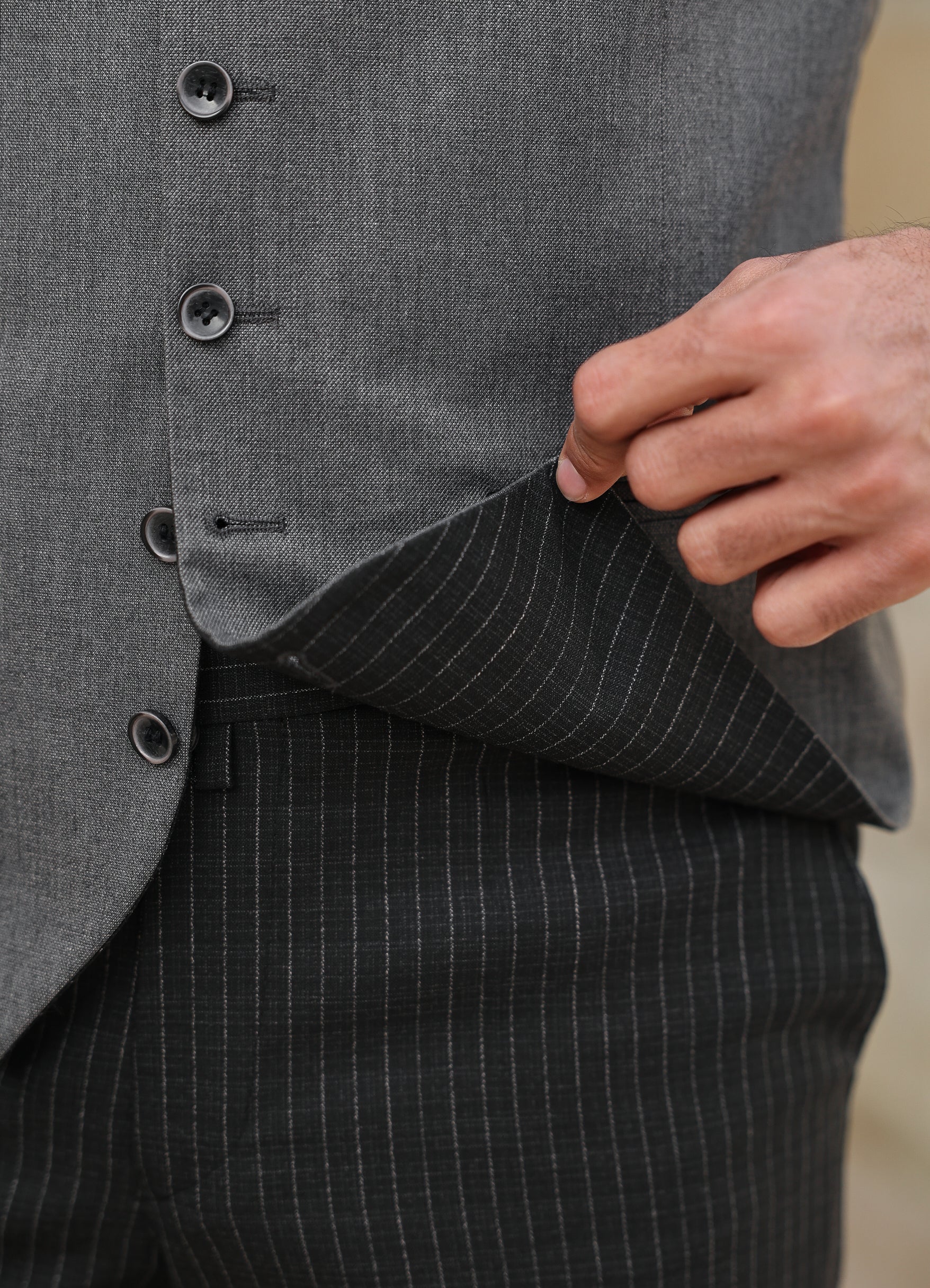 Black Double-Sided Vest Suit 3-Piece