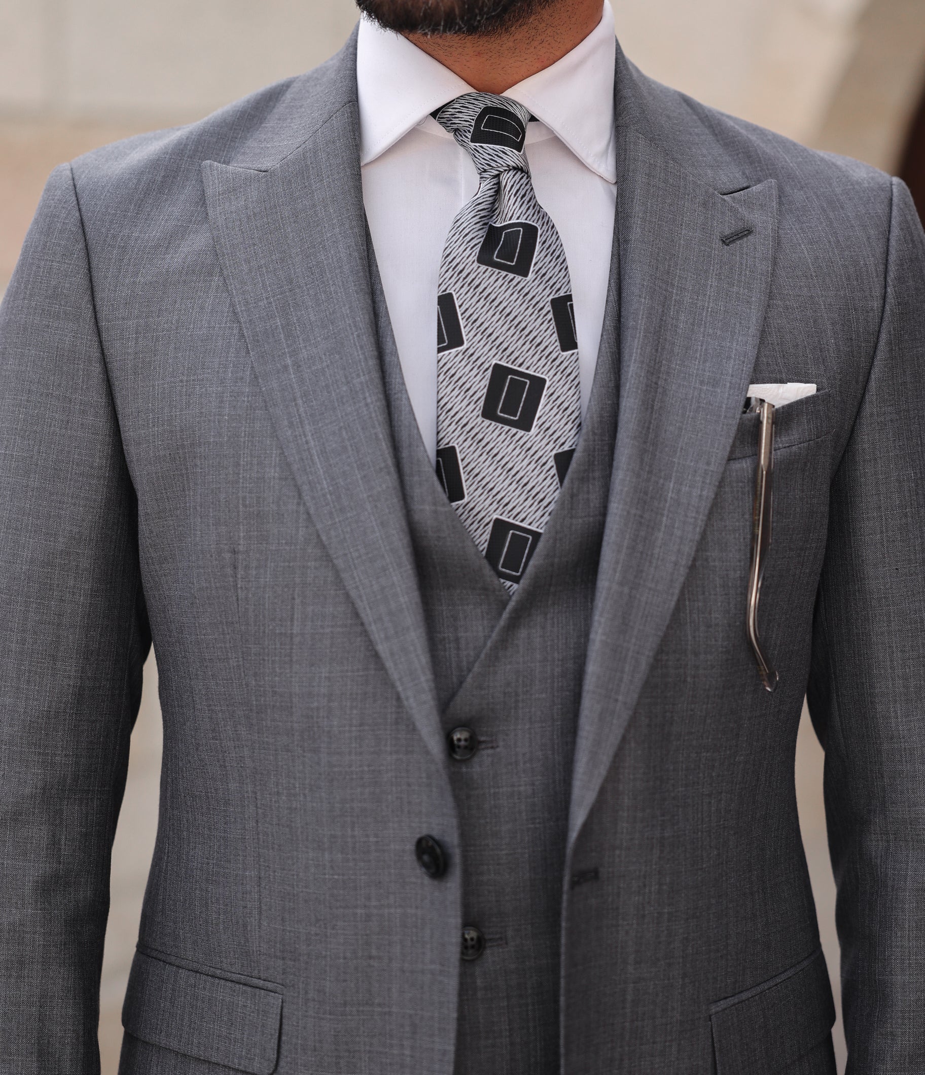 Grey Slim-Fit Suit 3-Piece