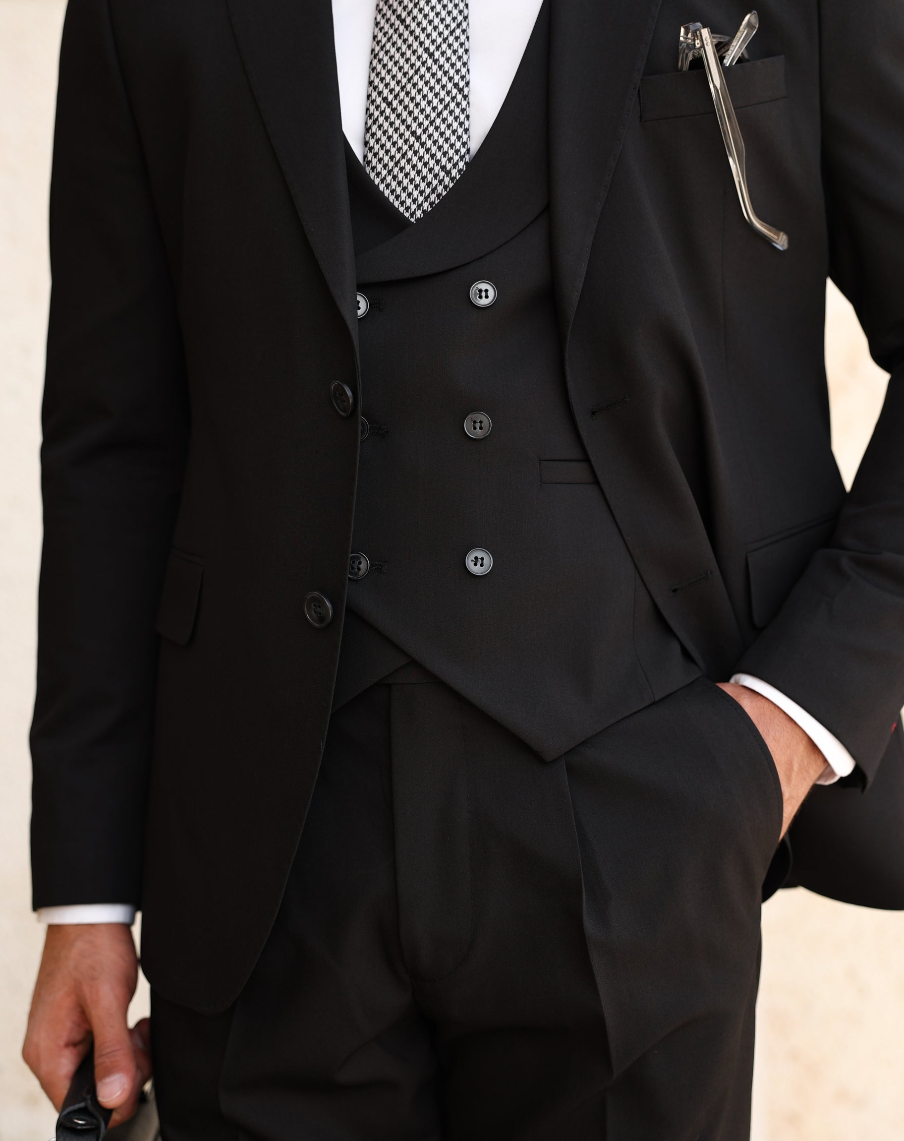 Black Modern-Fit Suit 3-Piece