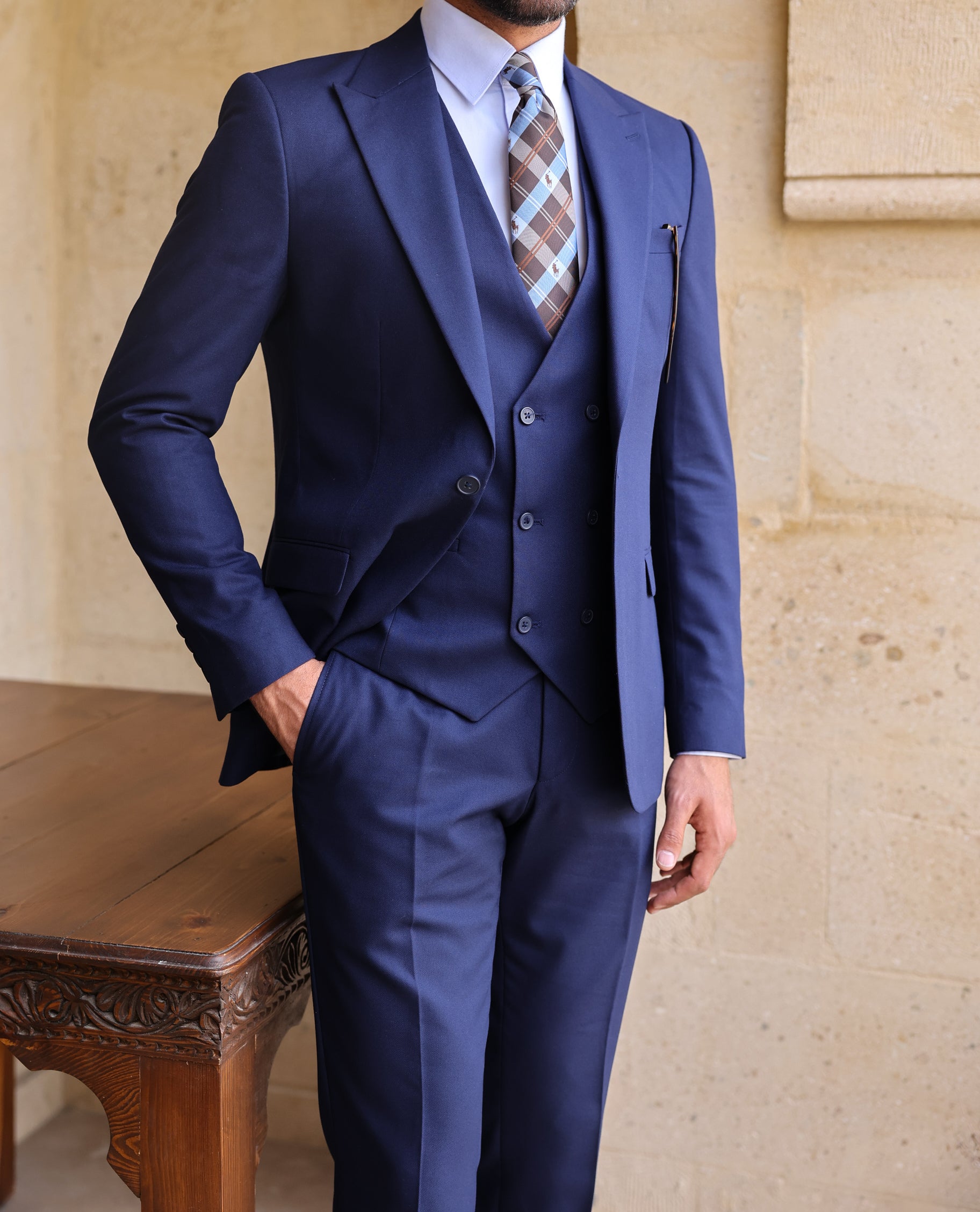 Navy Slim-Fit Suit 3-Piece
