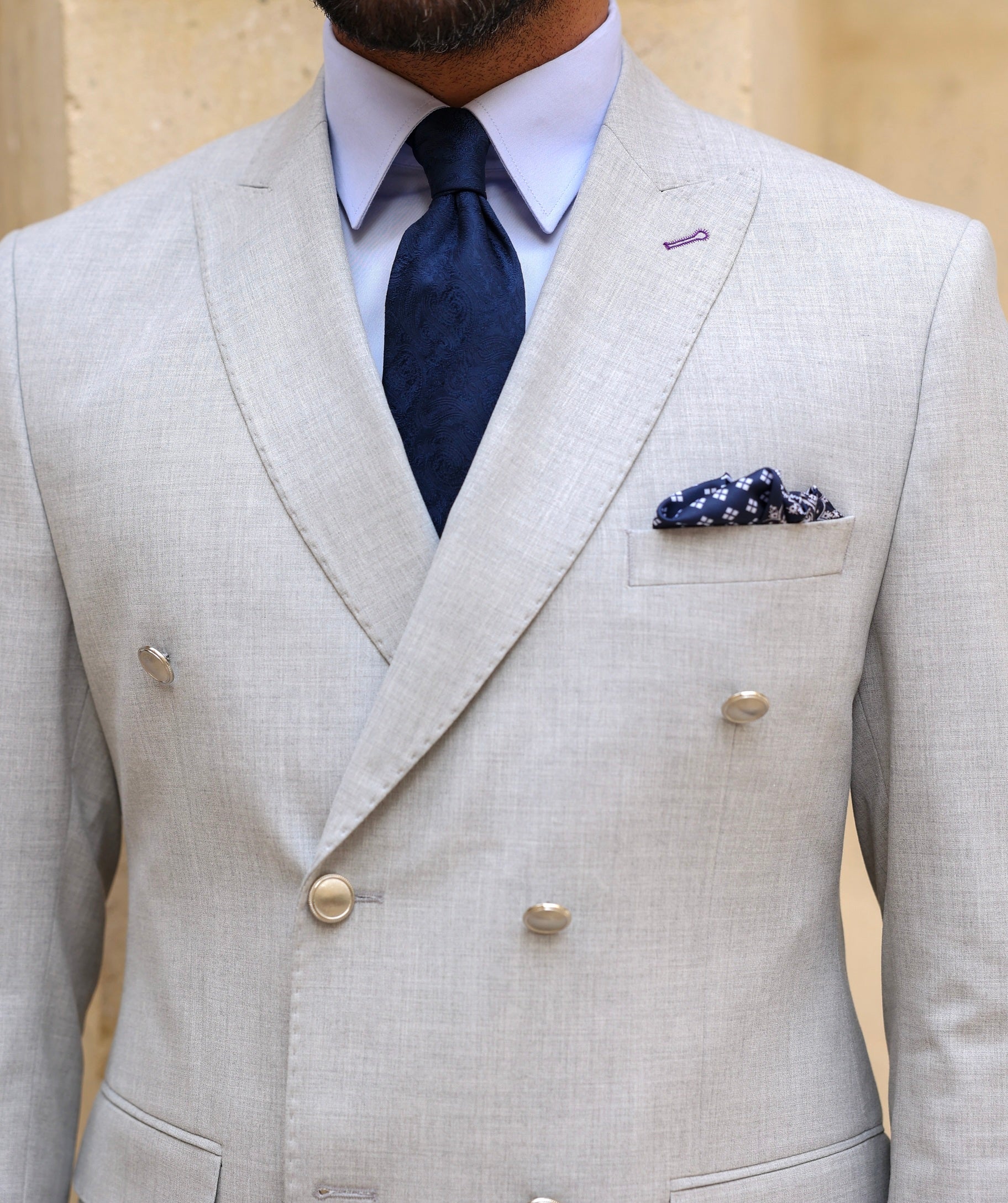 Grey Double Breasted Suit 2-Piece
