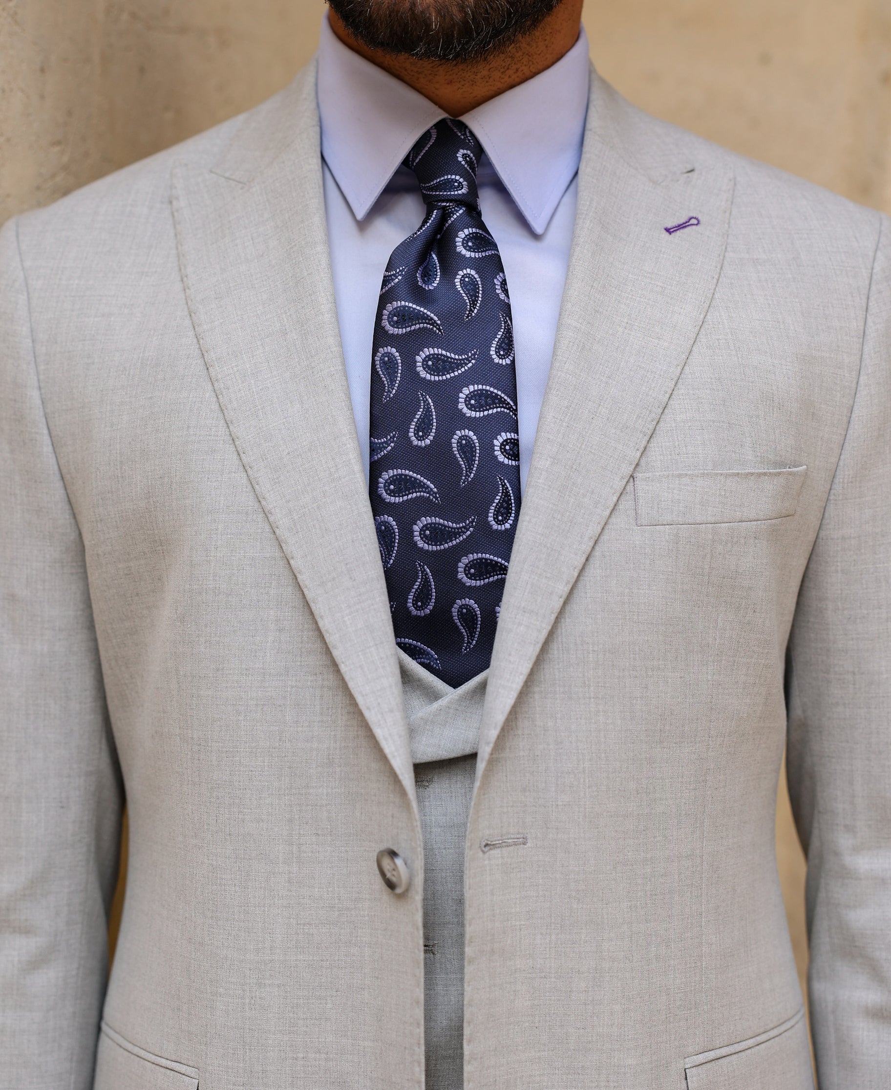 Grey Modern-Fit Suit 3-Piece