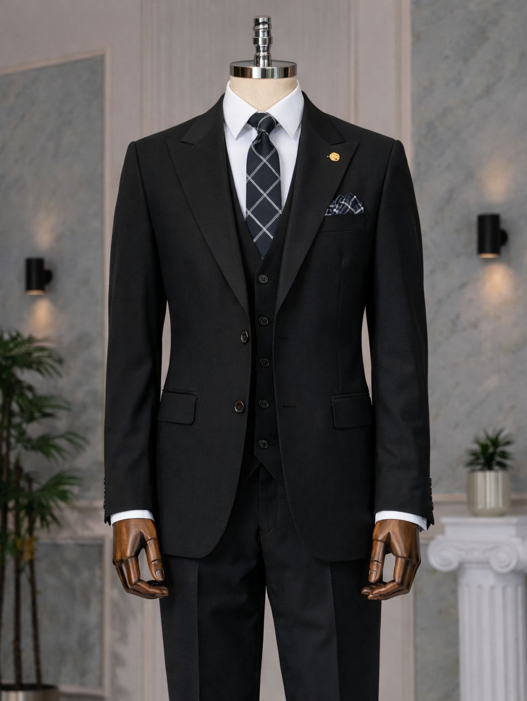 Black Slim-Fit Suit 3-Piece