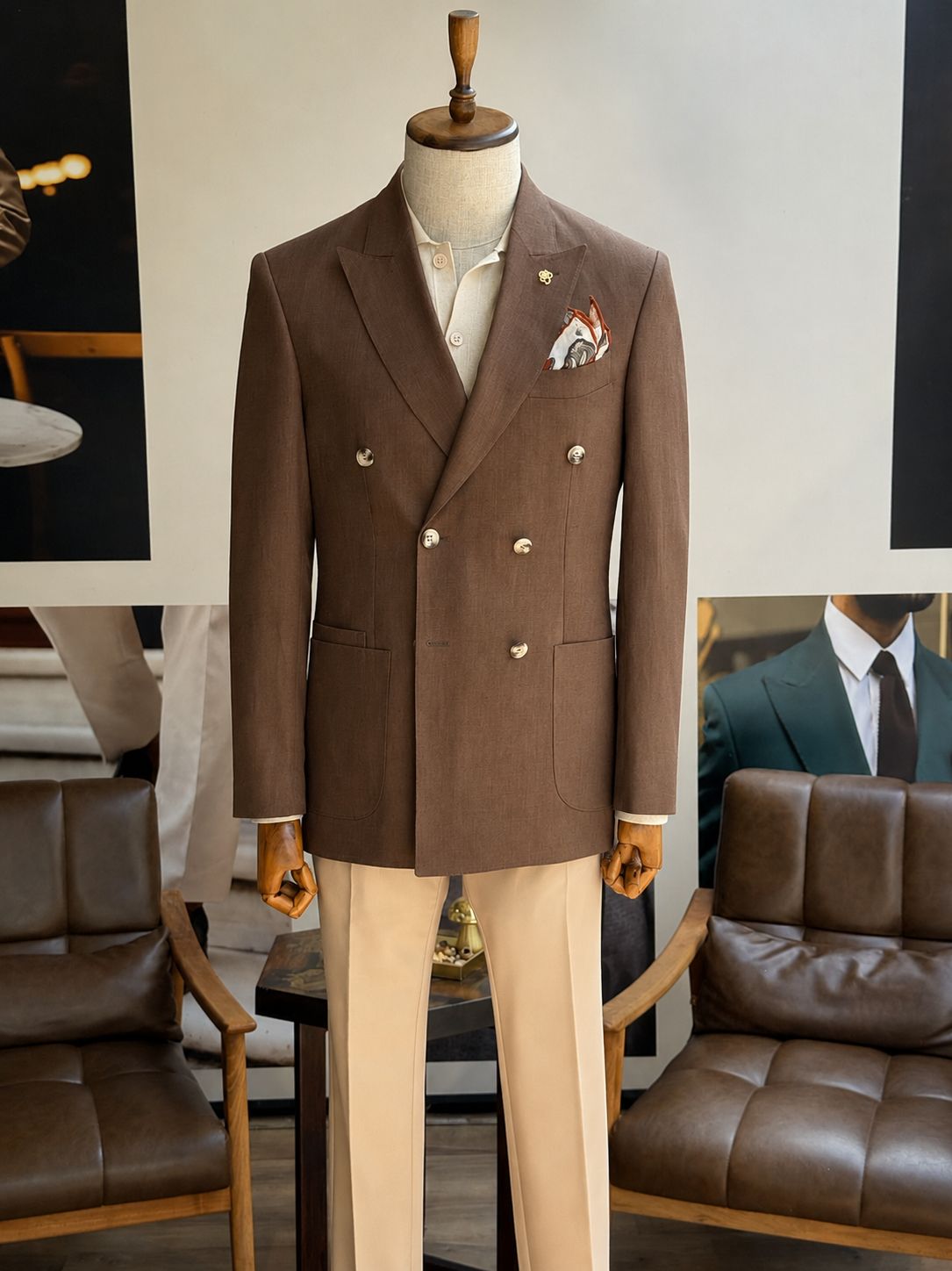 Brown Double Breasted Blazer
