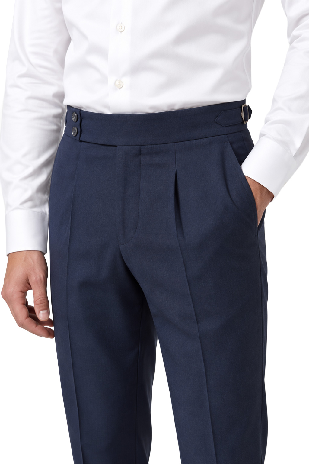 Navy High Waist Slim-Fit Pants