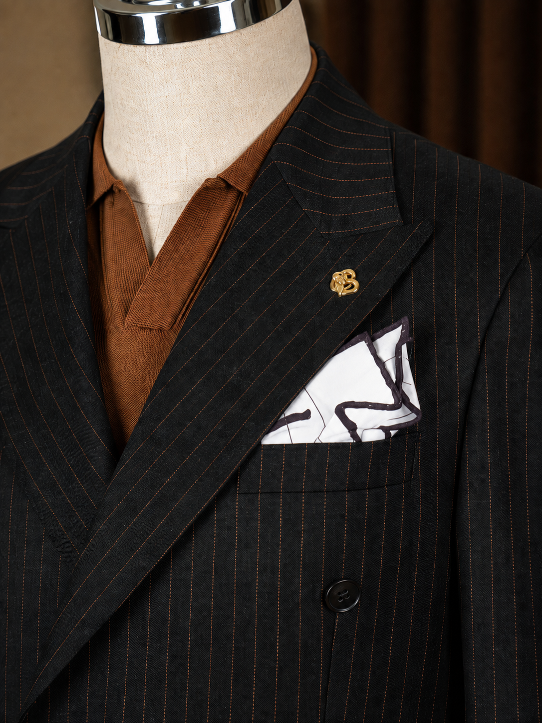 Black Striped Double Breasted Suit 2-Piece