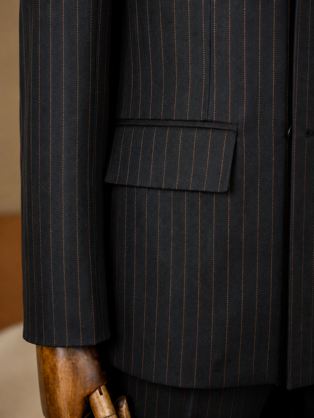Black Striped Double Breasted Suit 2-Piece