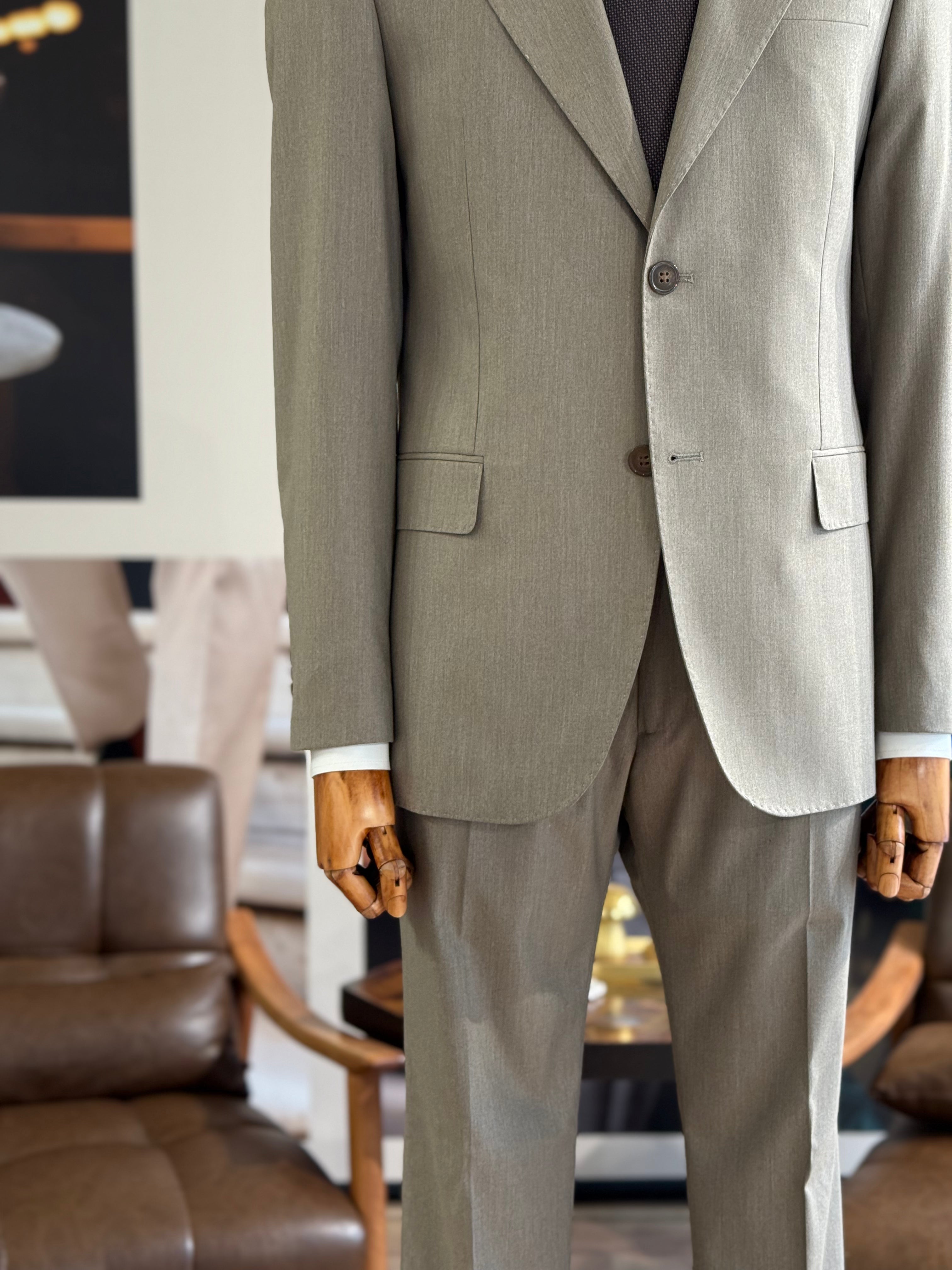 Beige Slim-Fit Suit 2-Piece