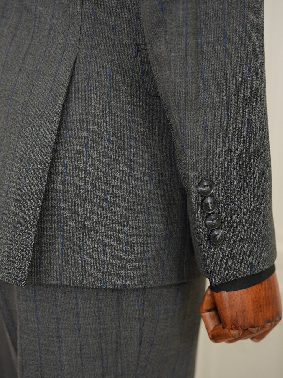 Grey Striped Slim-Fit Suit 3-Piece