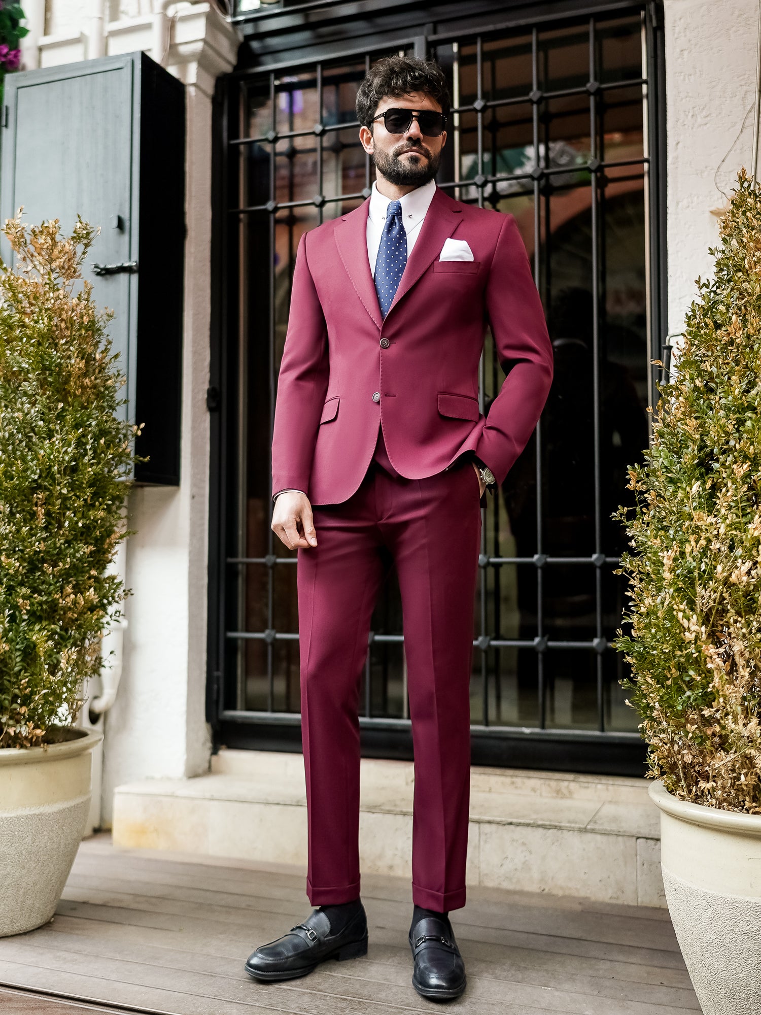 Bordeaux Slim-Fit Suit 3-Piece