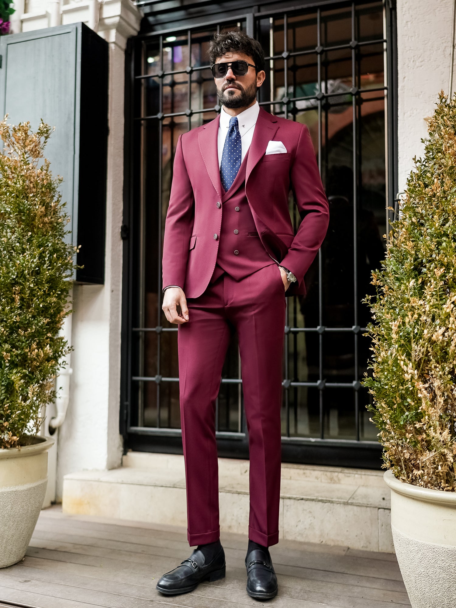 Bordeaux Slim-Fit Suit 3-Piece