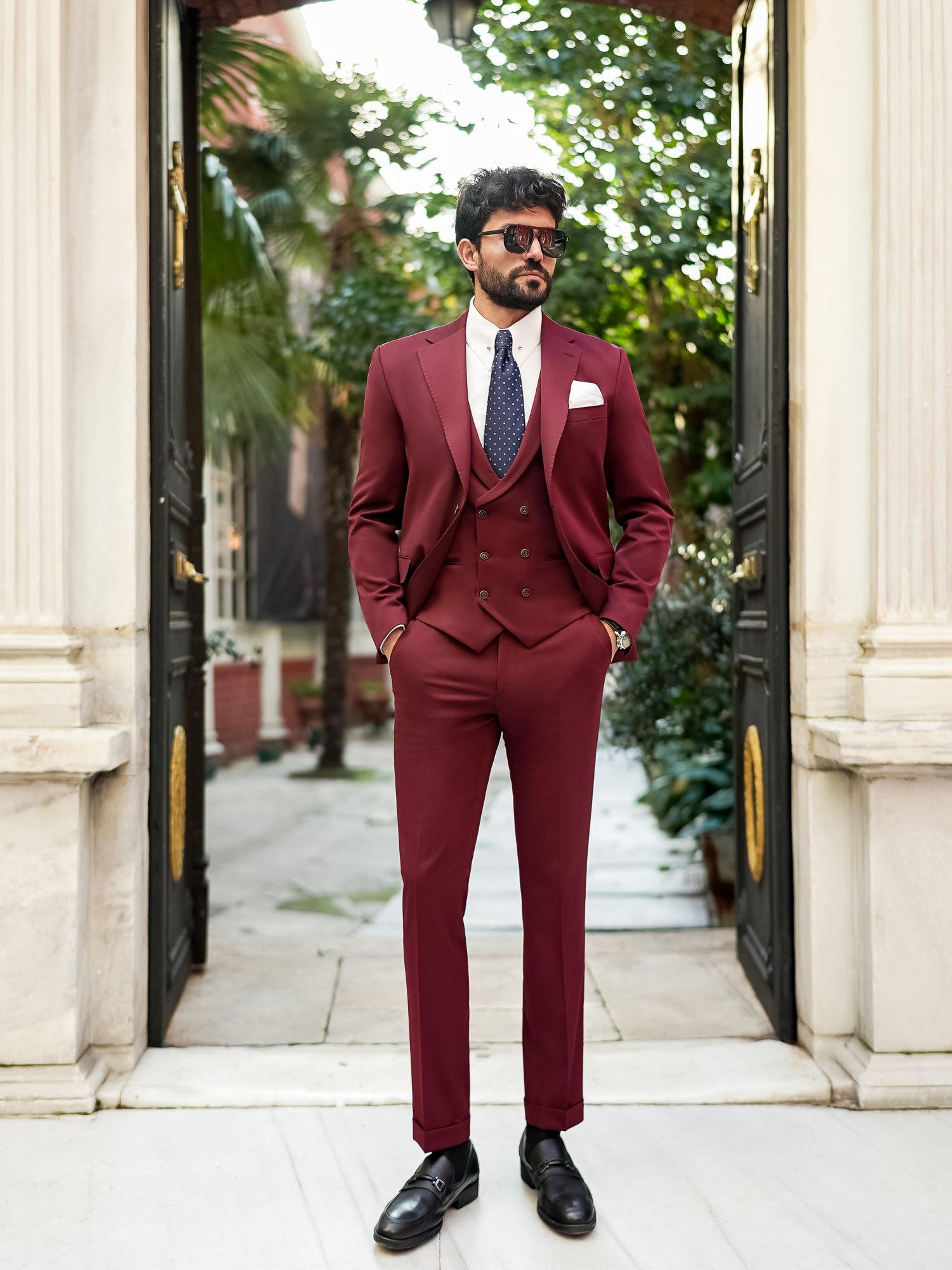 Bordeaux Slim-Fit Suit 3-Piece