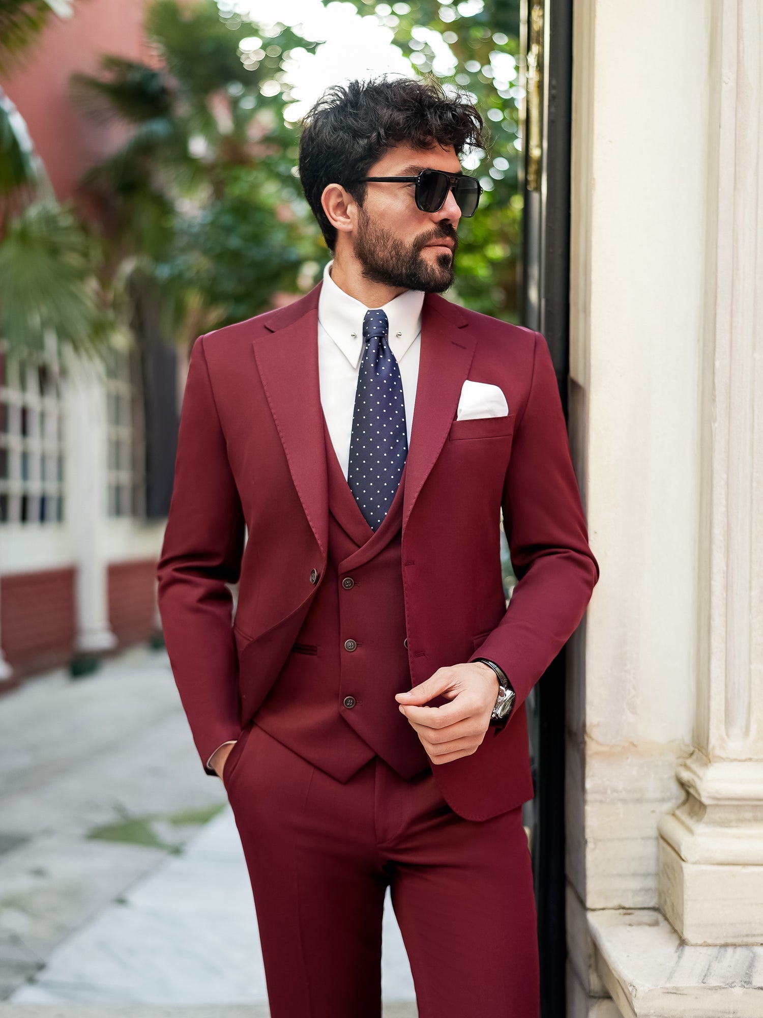 Bordeaux Slim-Fit Suit 3-Piece