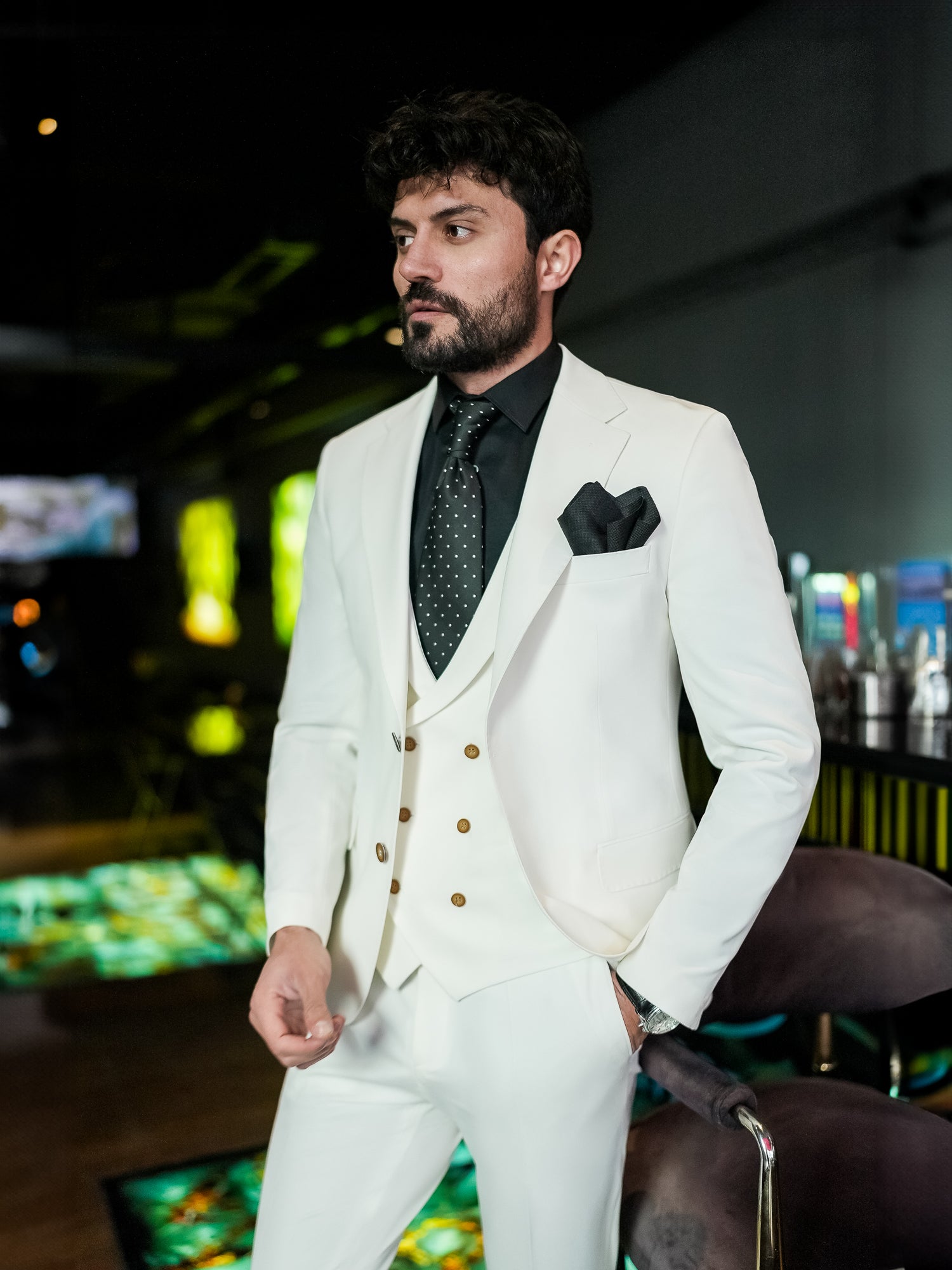 White Slim-Fit Suit 3-Piece