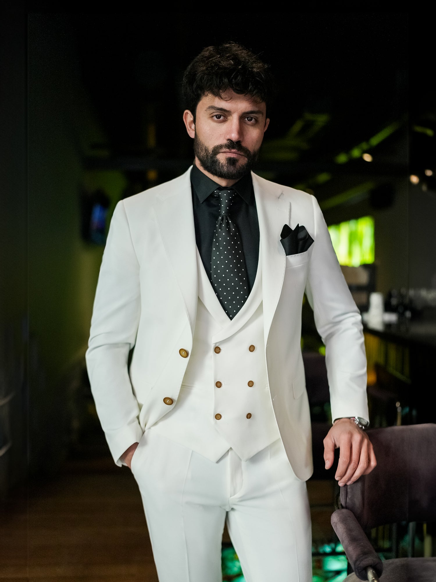 White Slim-Fit Suit 3-Piece