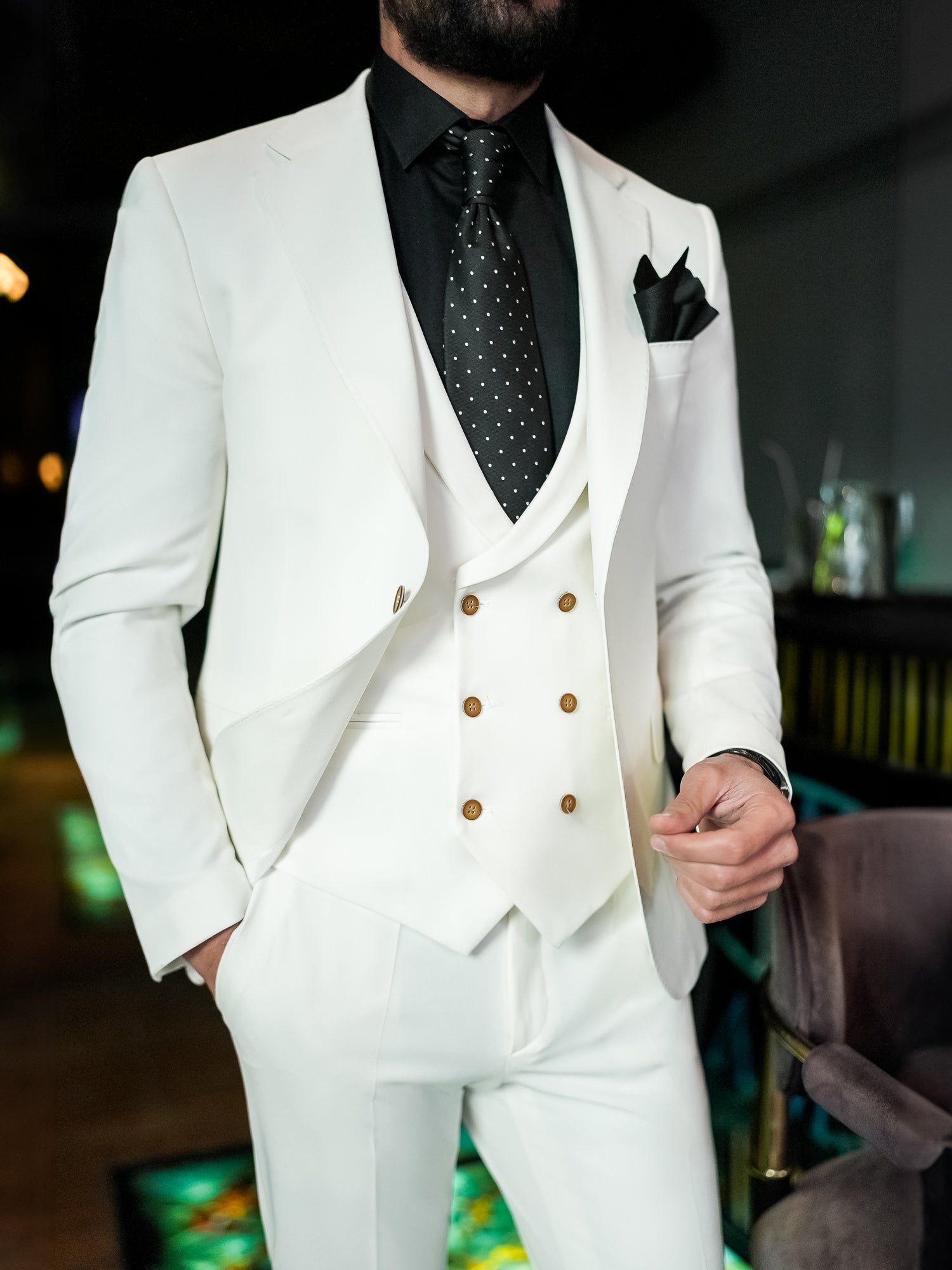 White Slim-Fit Suit 3-Piece