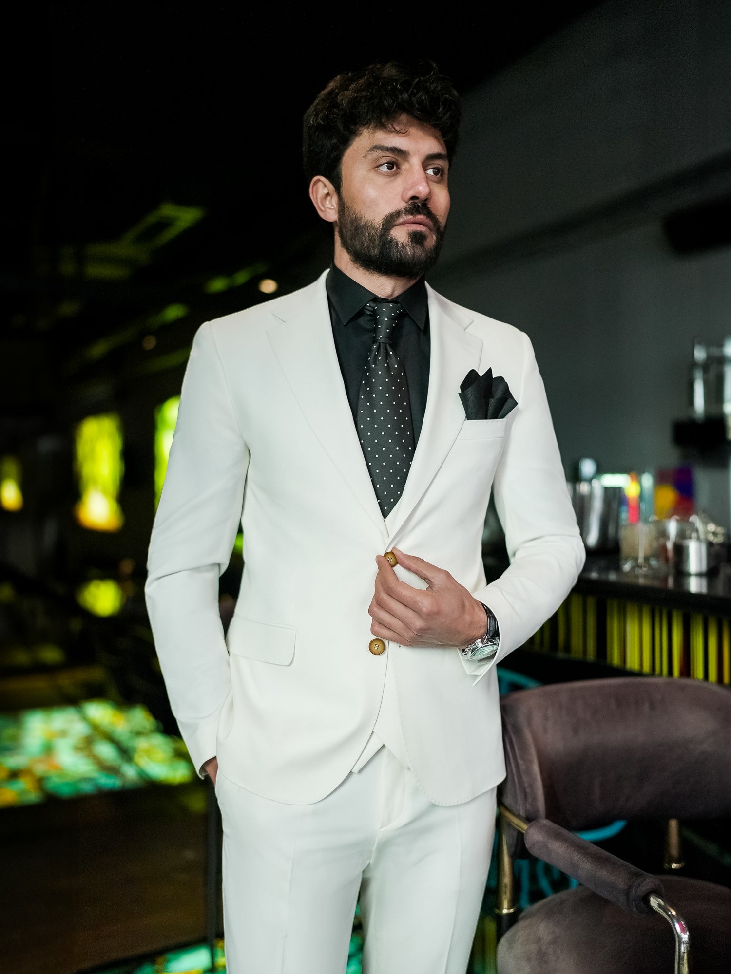 White Slim-Fit Suit 3-Piece