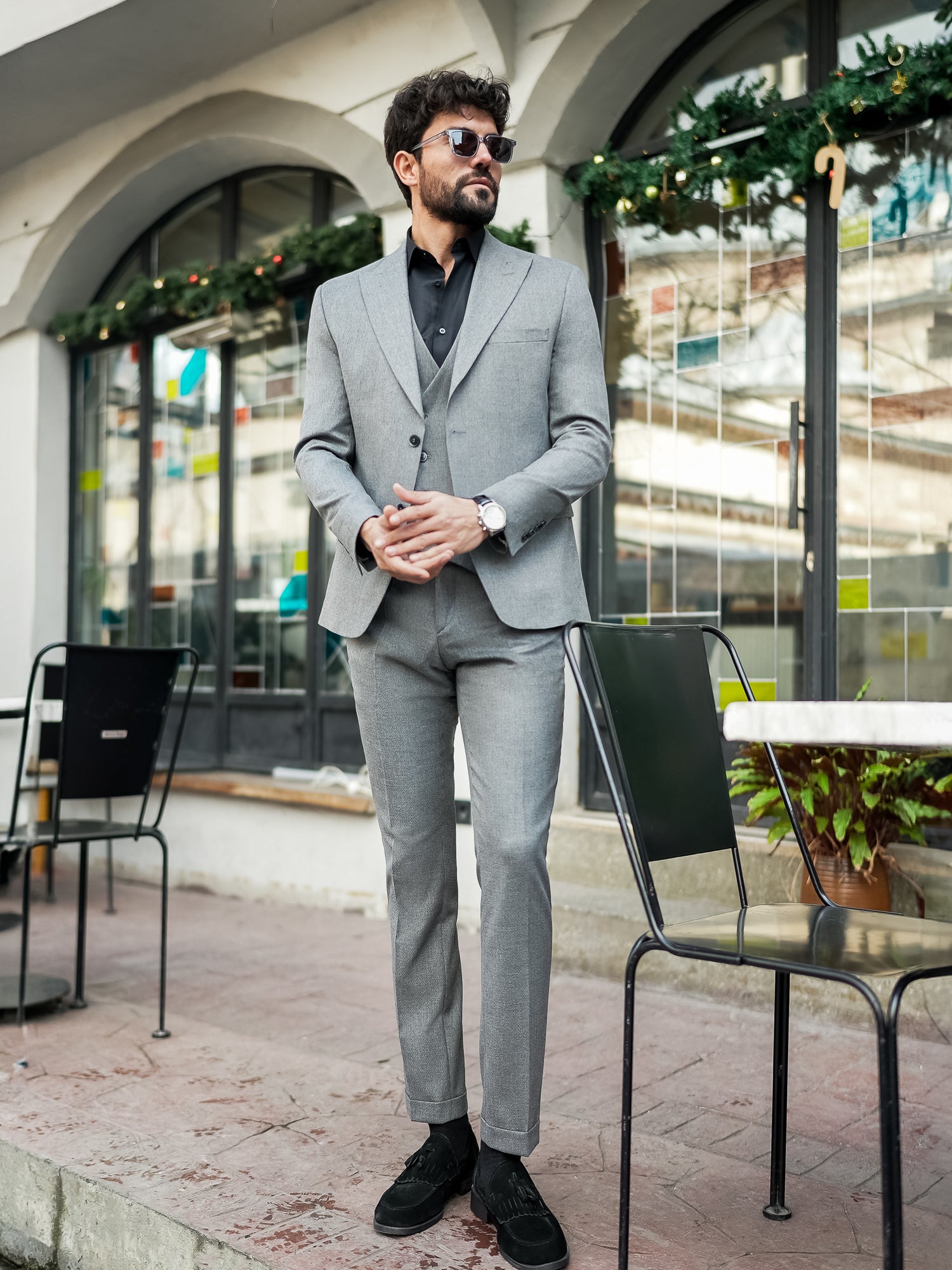 Grey Slim-Fit Suit 3-Piece