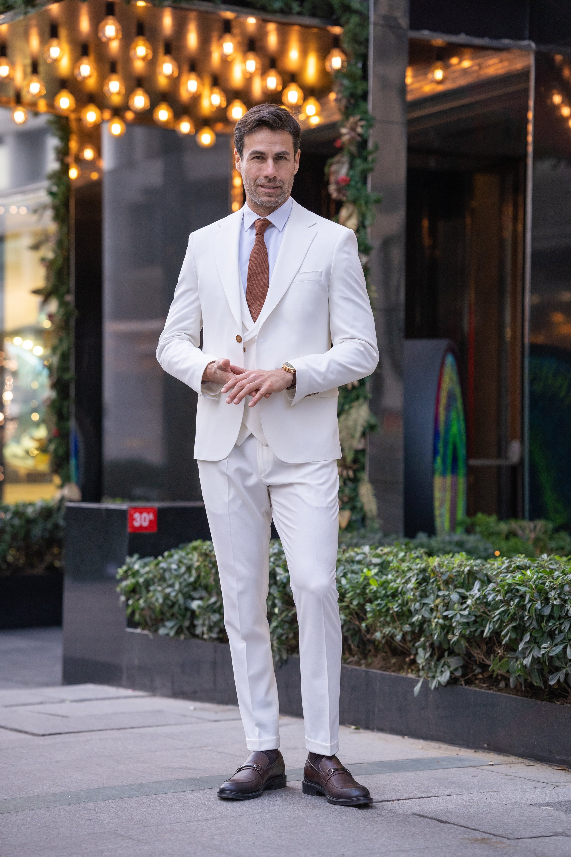 White Slim-Fit Suit 3-Piece