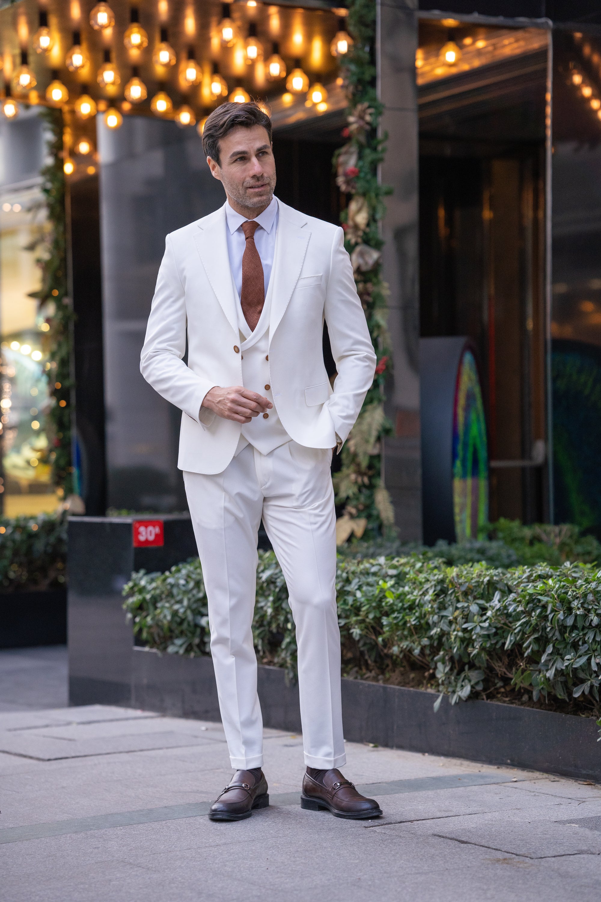 White Slim-Fit Suit 3-Piece