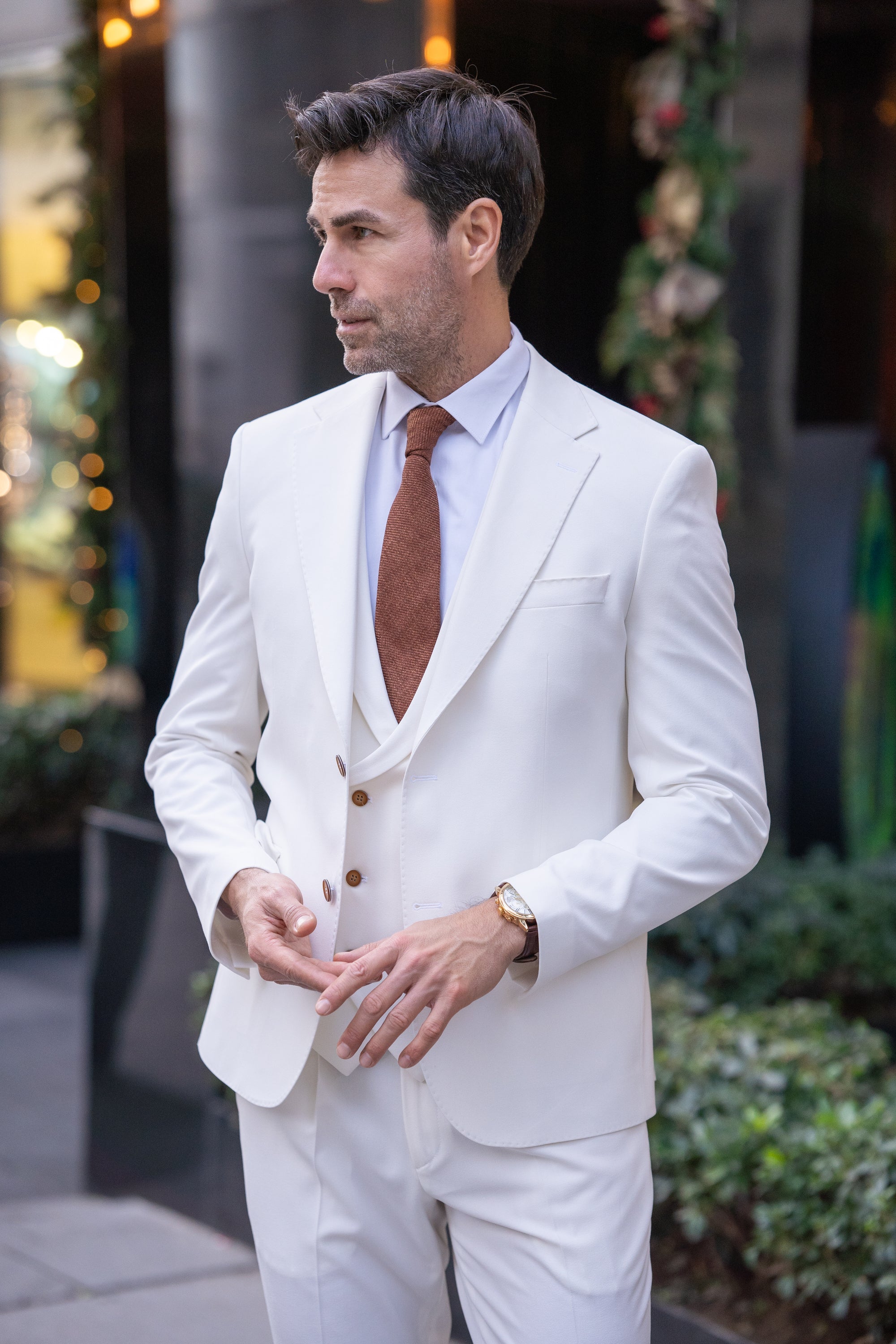 White Slim-Fit Suit 3-Piece