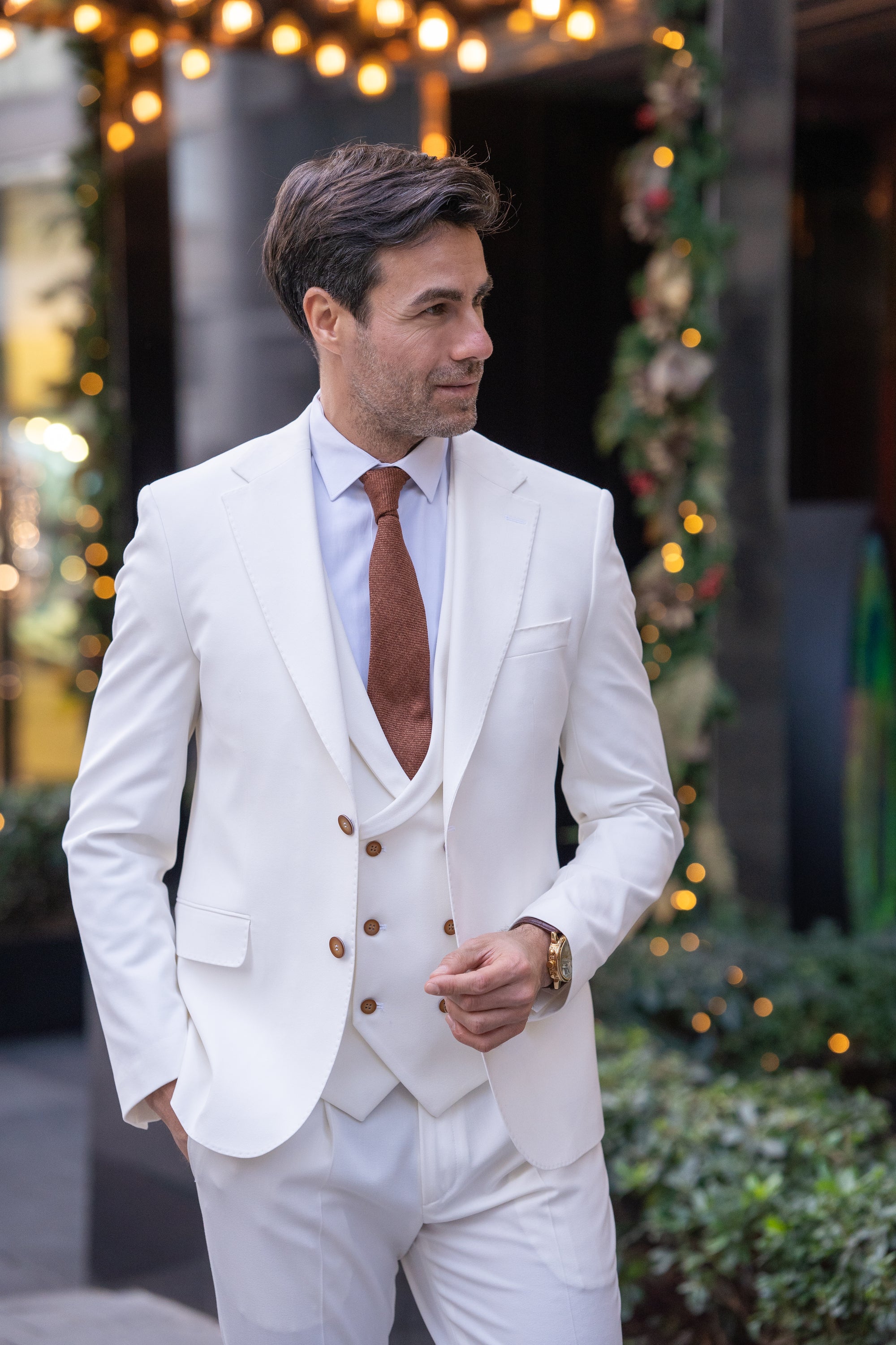 White Slim-Fit Suit 3-Piece