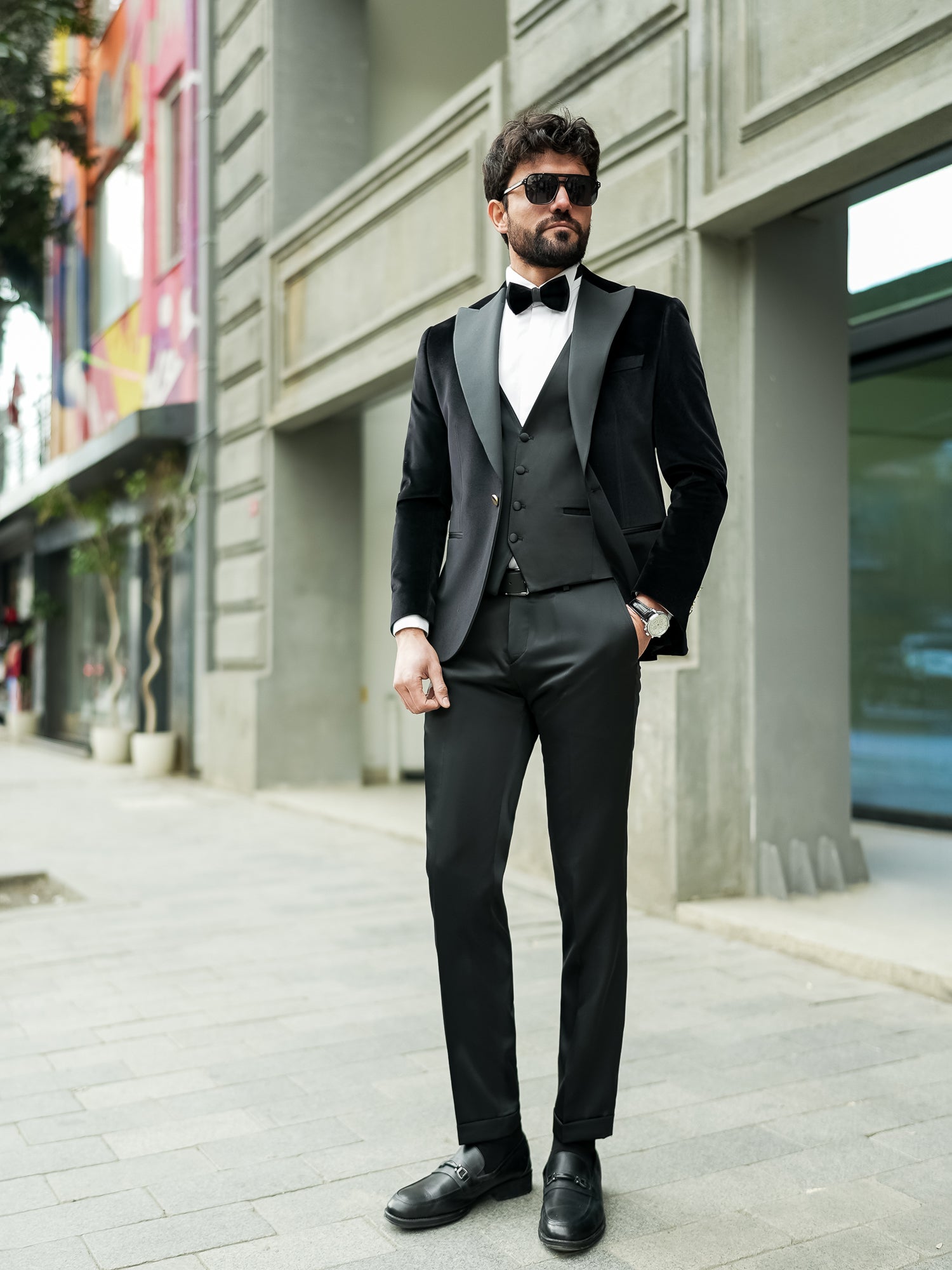 Black Velvet Slim-Fit Tuxedo 3-Piece