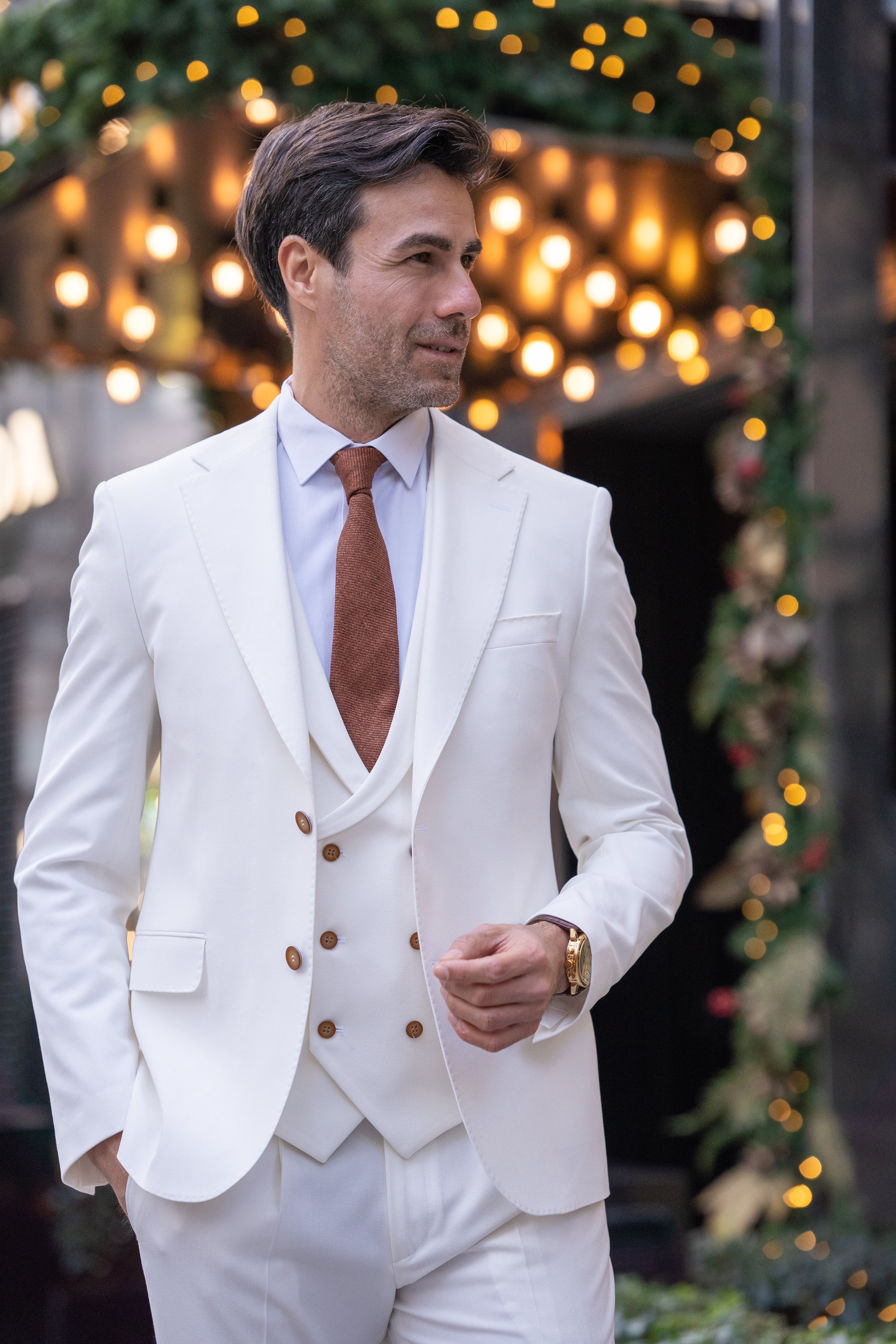 White Slim-Fit Suit 3-Piece