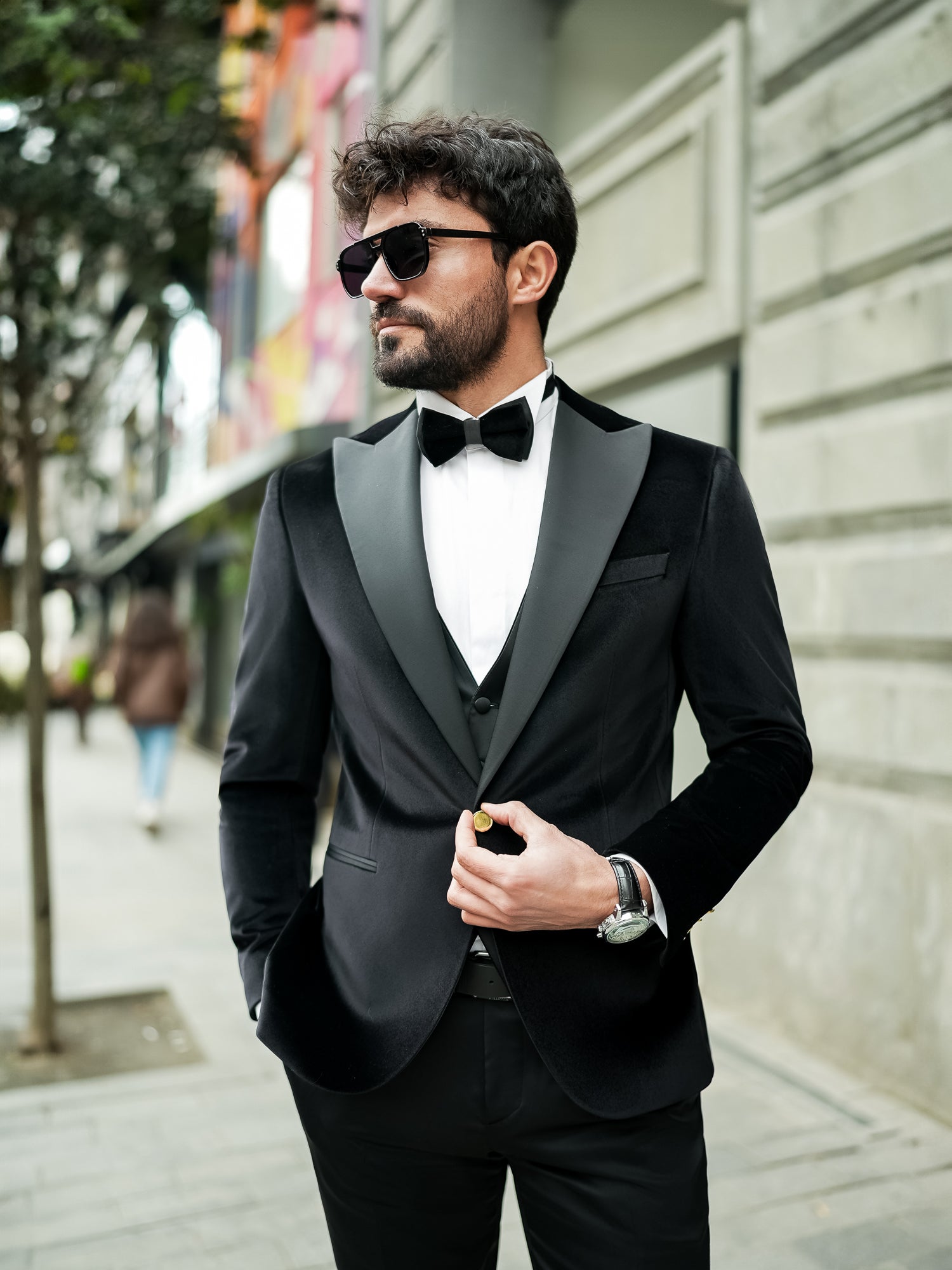 Black Velvet Slim-Fit Tuxedo 3-Piece