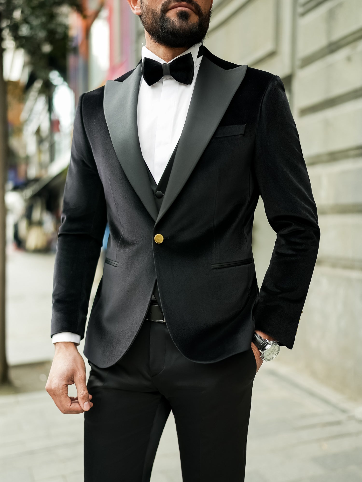 Black Velvet Slim-Fit Tuxedo 3-Piece