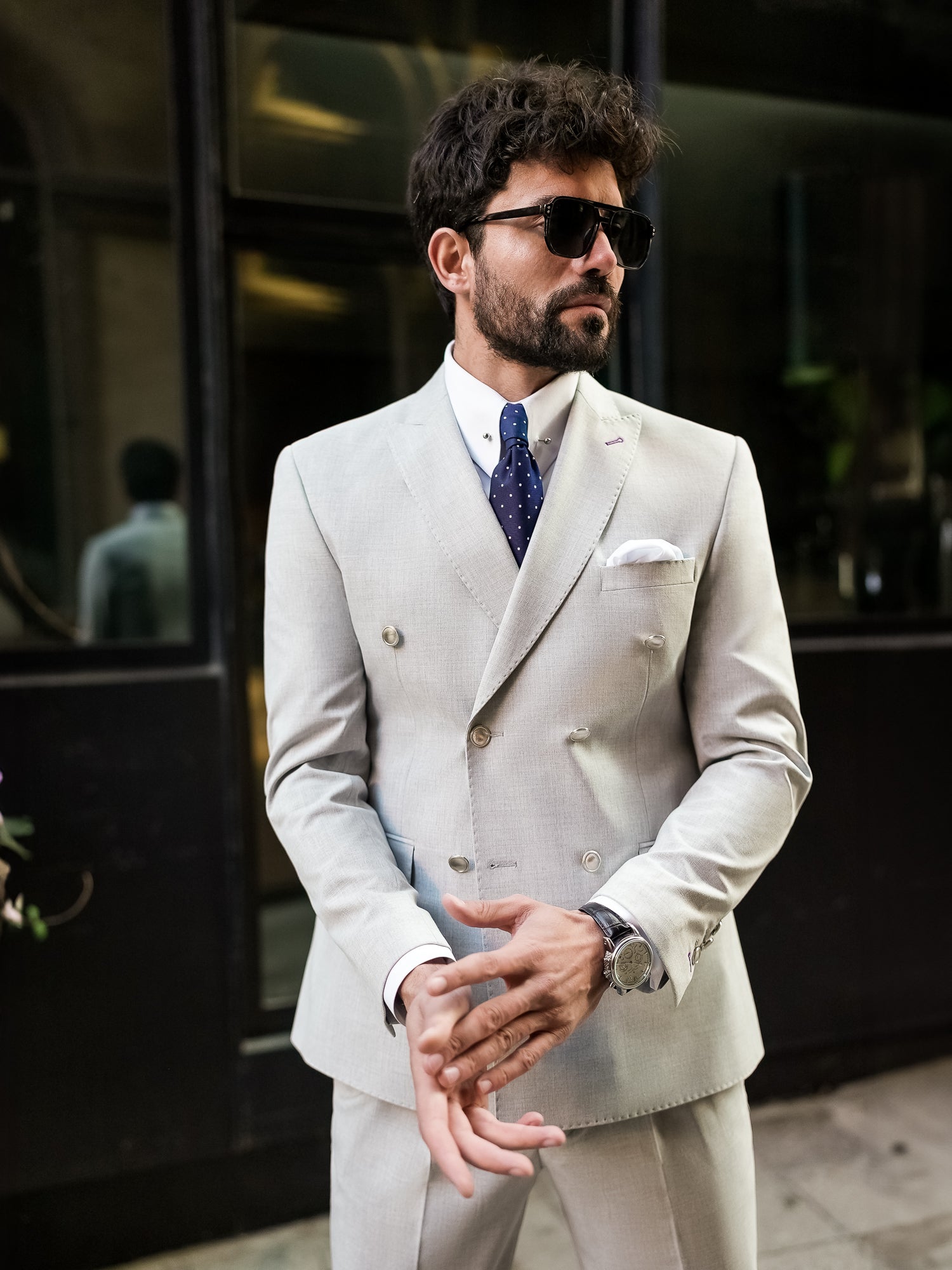 Grey Double Breasted Suit 2-Piece