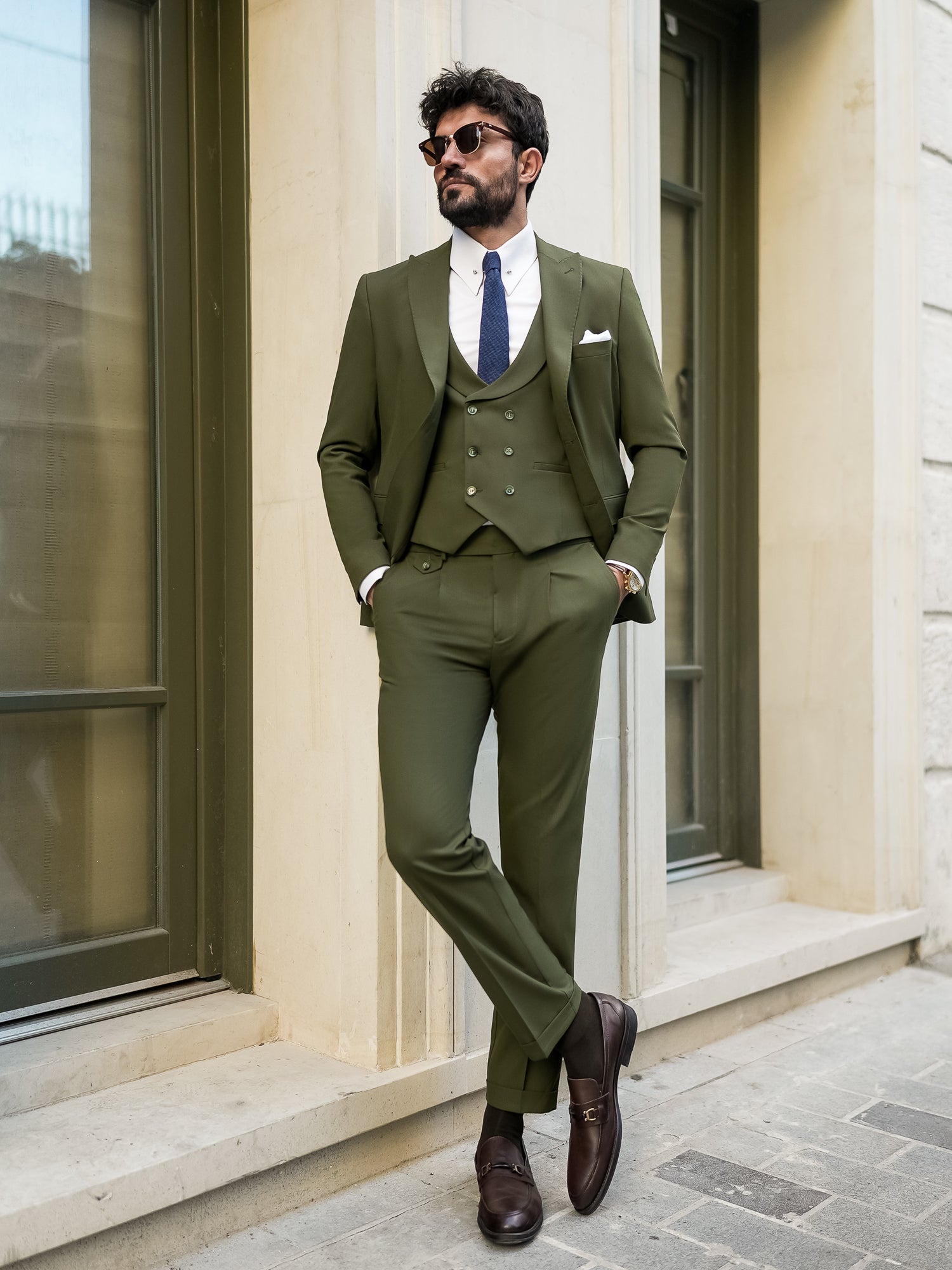 Khaki Modern-Fit Suit 3-Piece