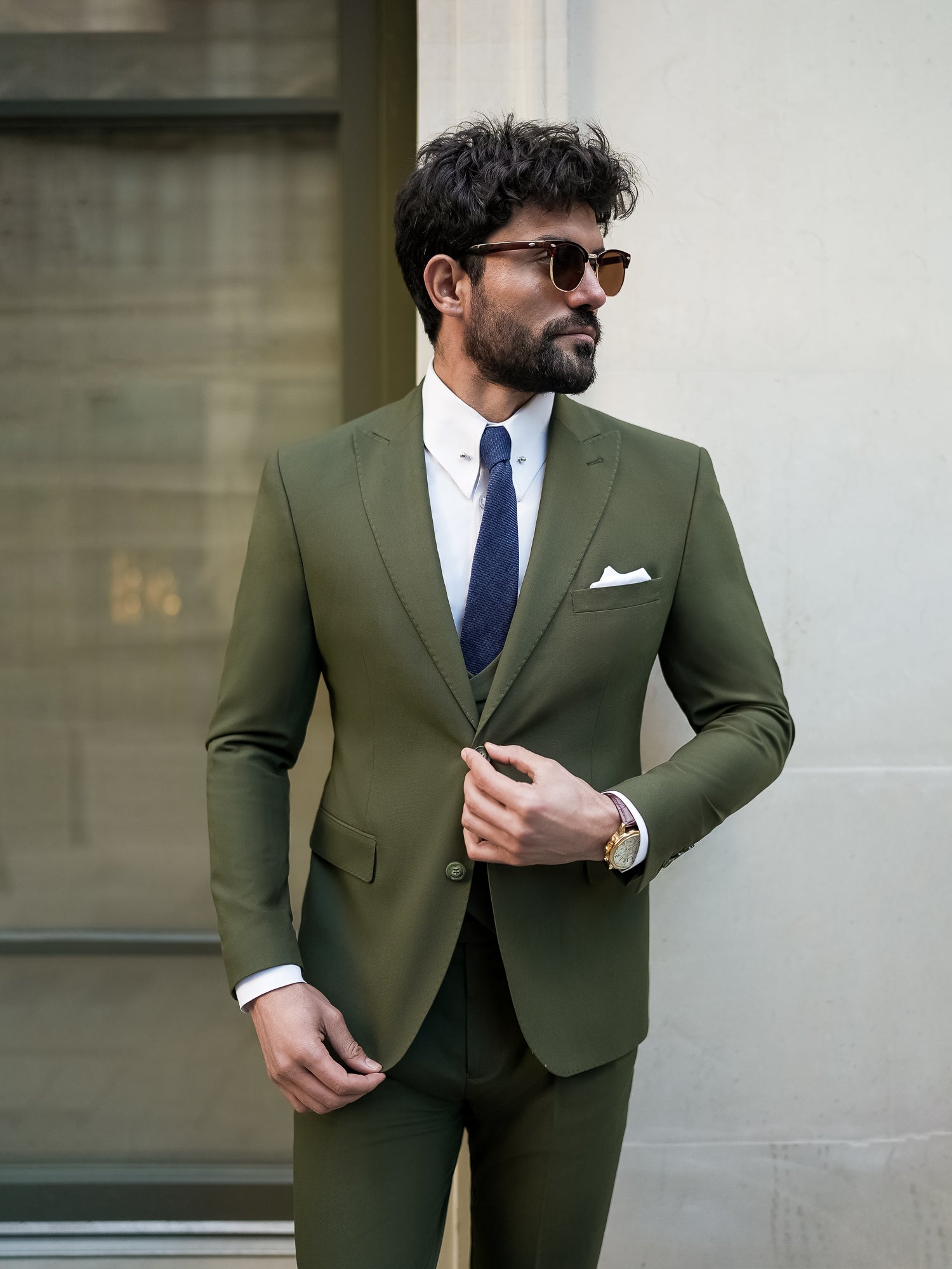 Khaki Modern-Fit Suit 3-Piece