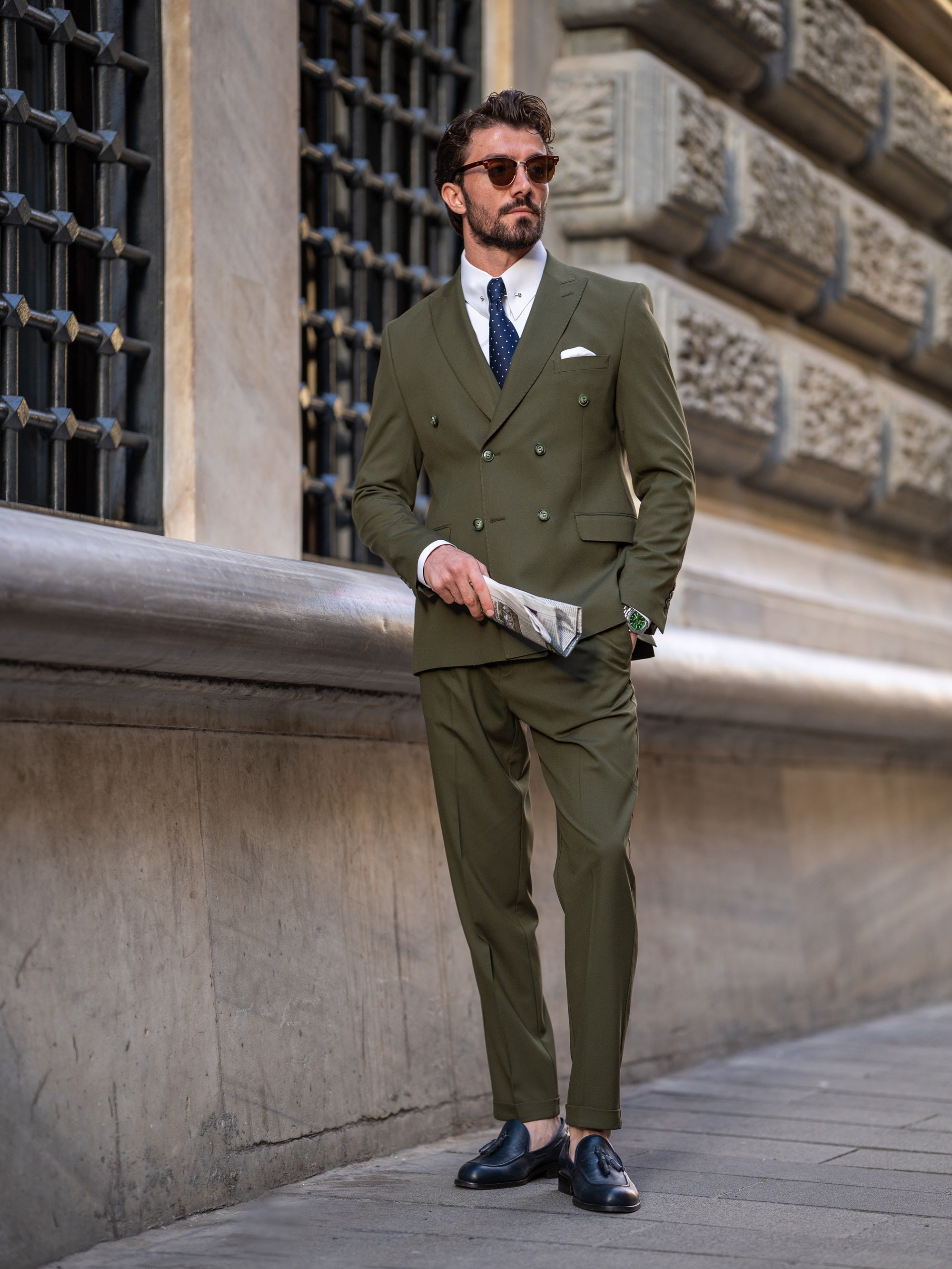 Khaki Double Breasted Suit 2-Piece