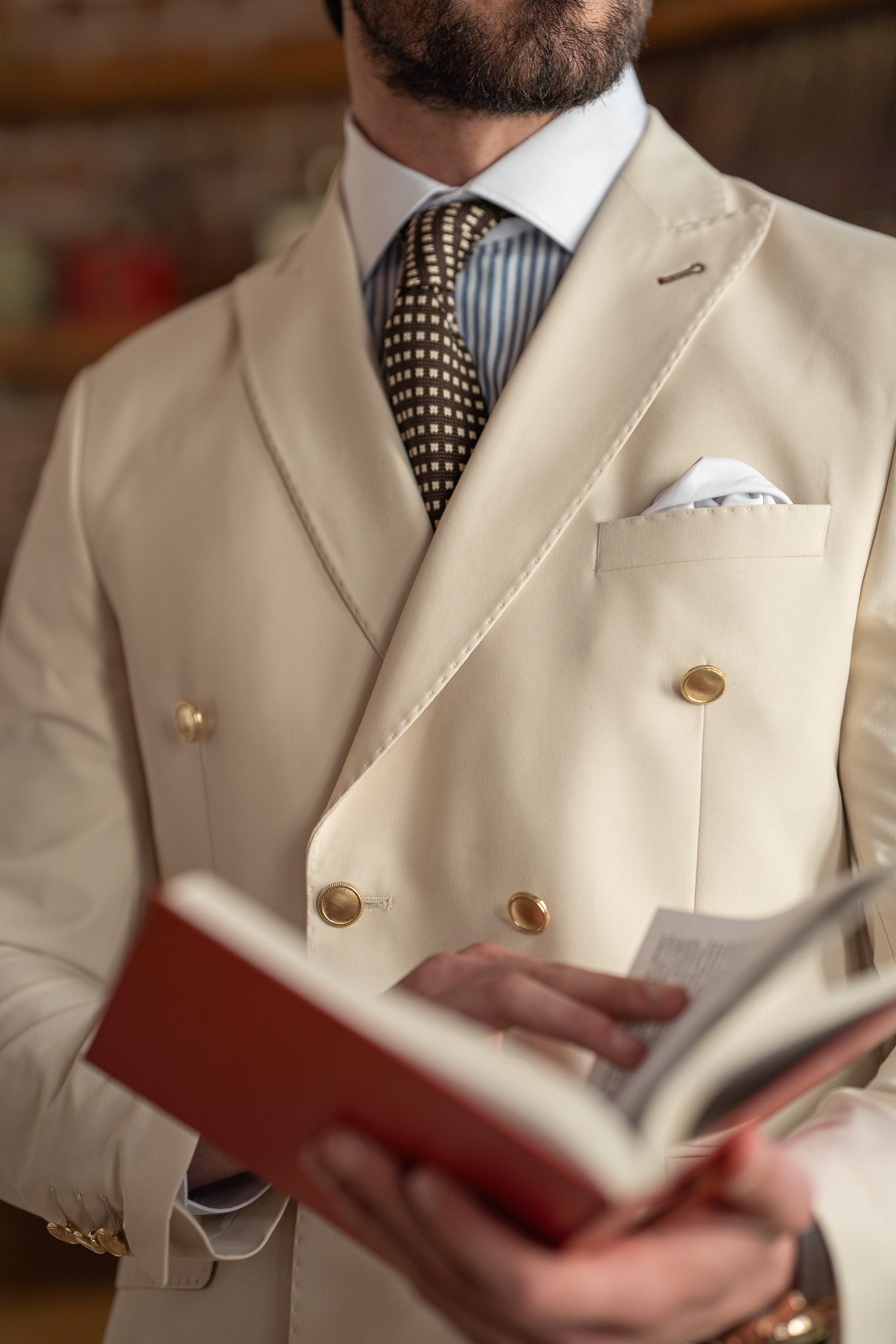 Beige Double Breasted Suit 2-Piece