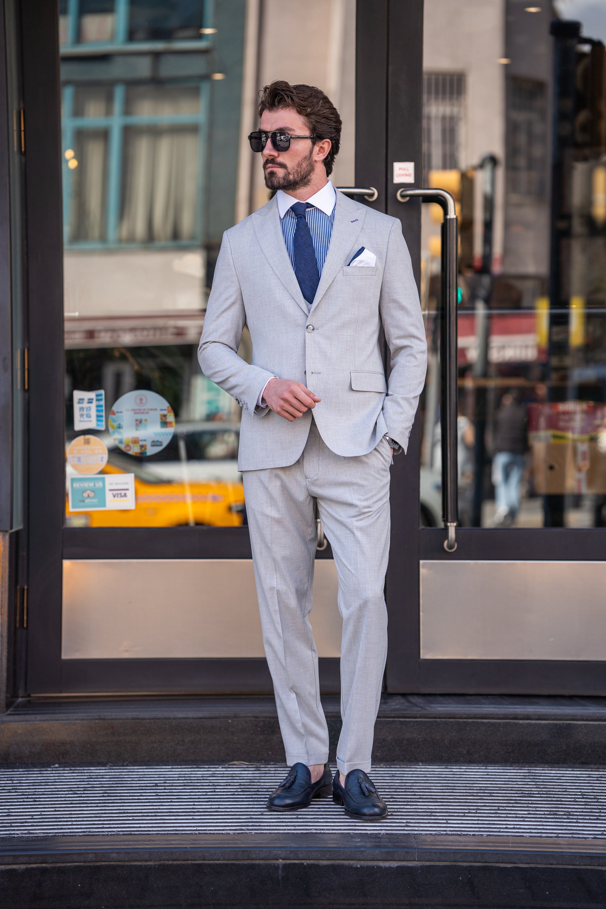 Grey Modern-Fit Suit 3-Piece