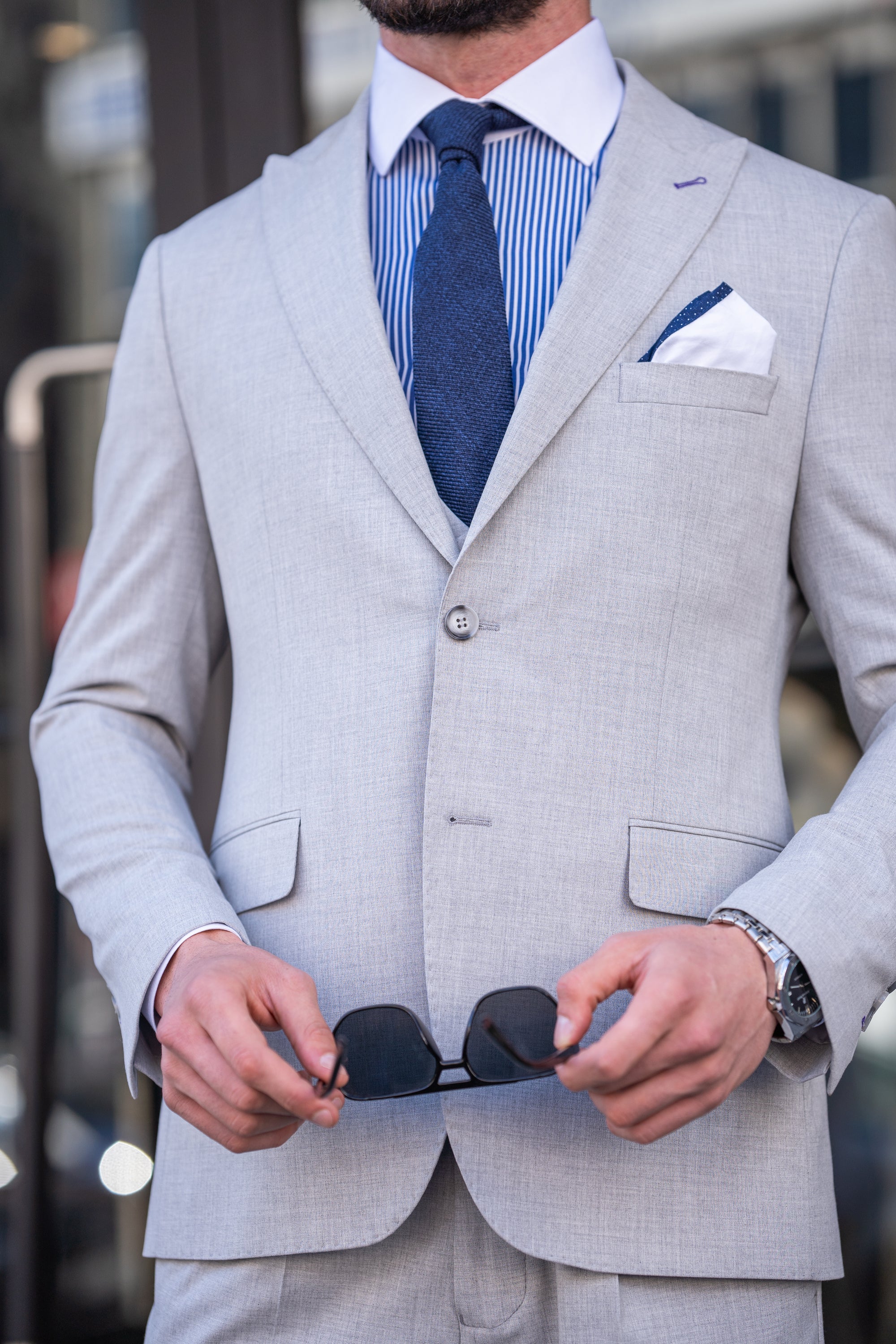 Grey Modern-Fit Suit 3-Piece