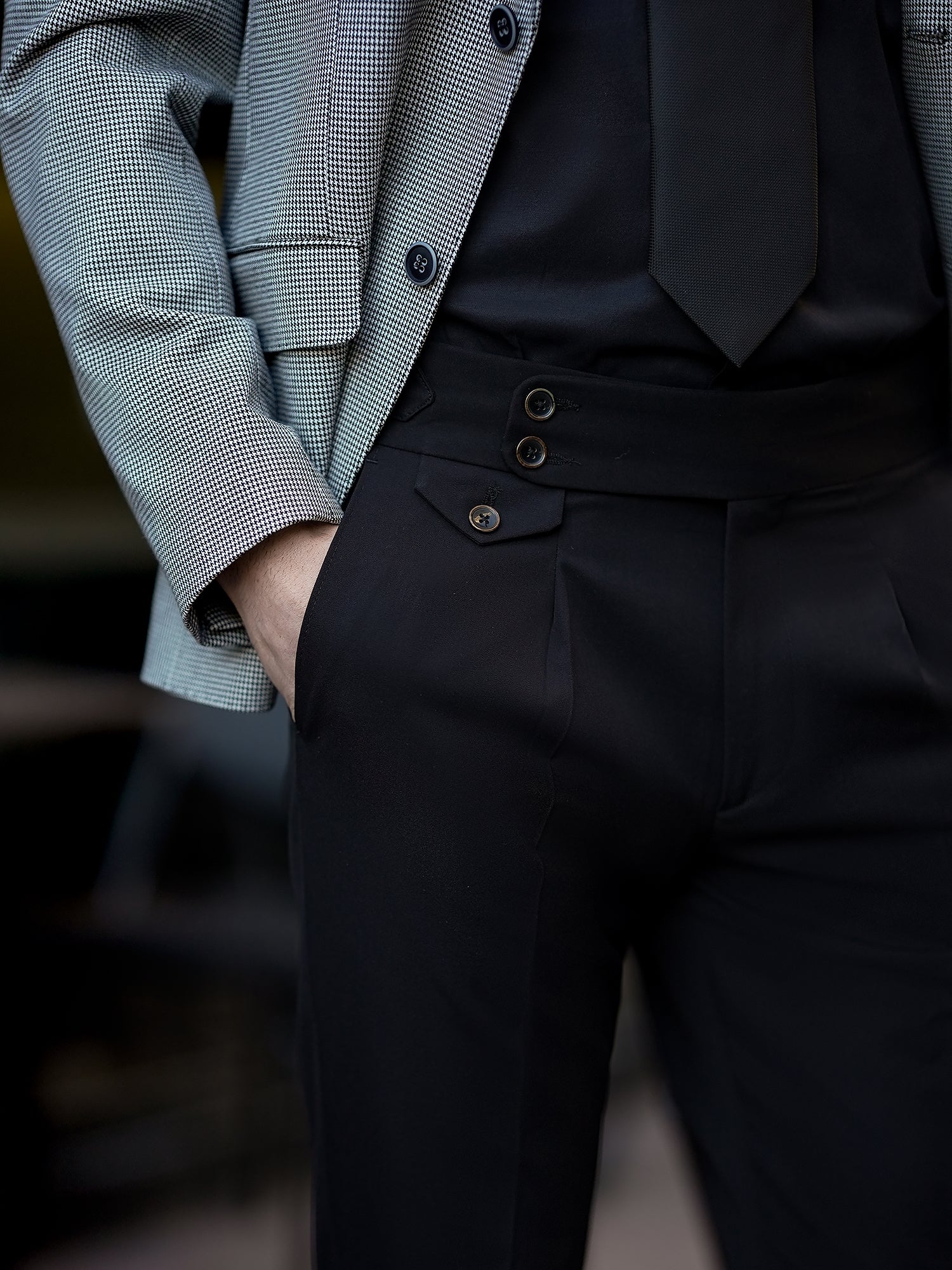 White Houndstooth Single Breasted Blazer