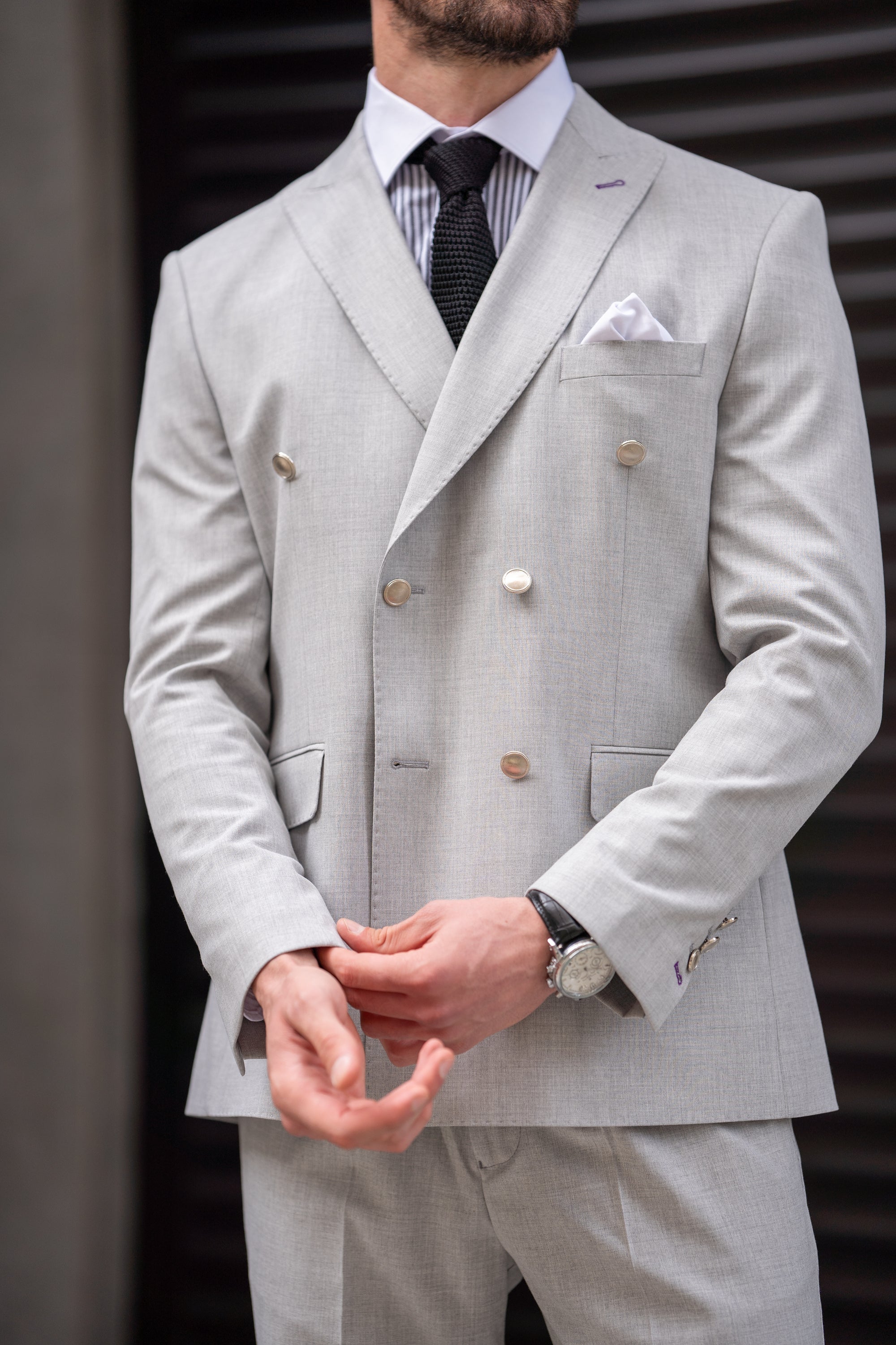 Grey Double Breasted Suit 2-Piece