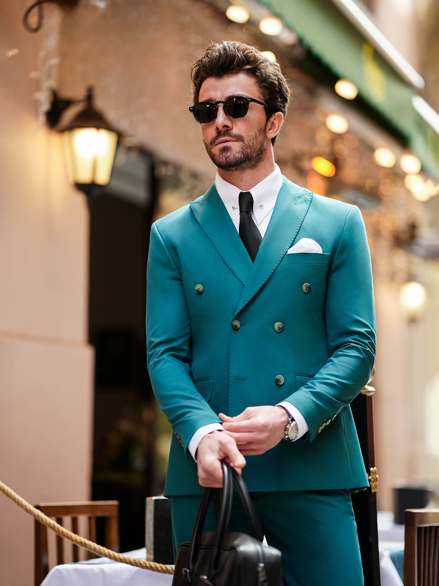 Green Double Breasted Suit 2-Piece