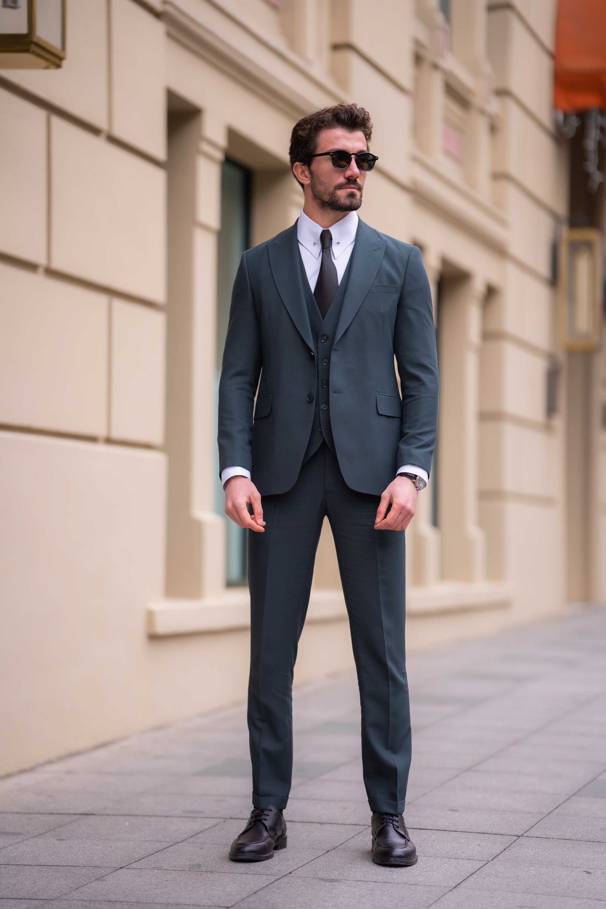 Green Slim-Fit Suit 3-Piece