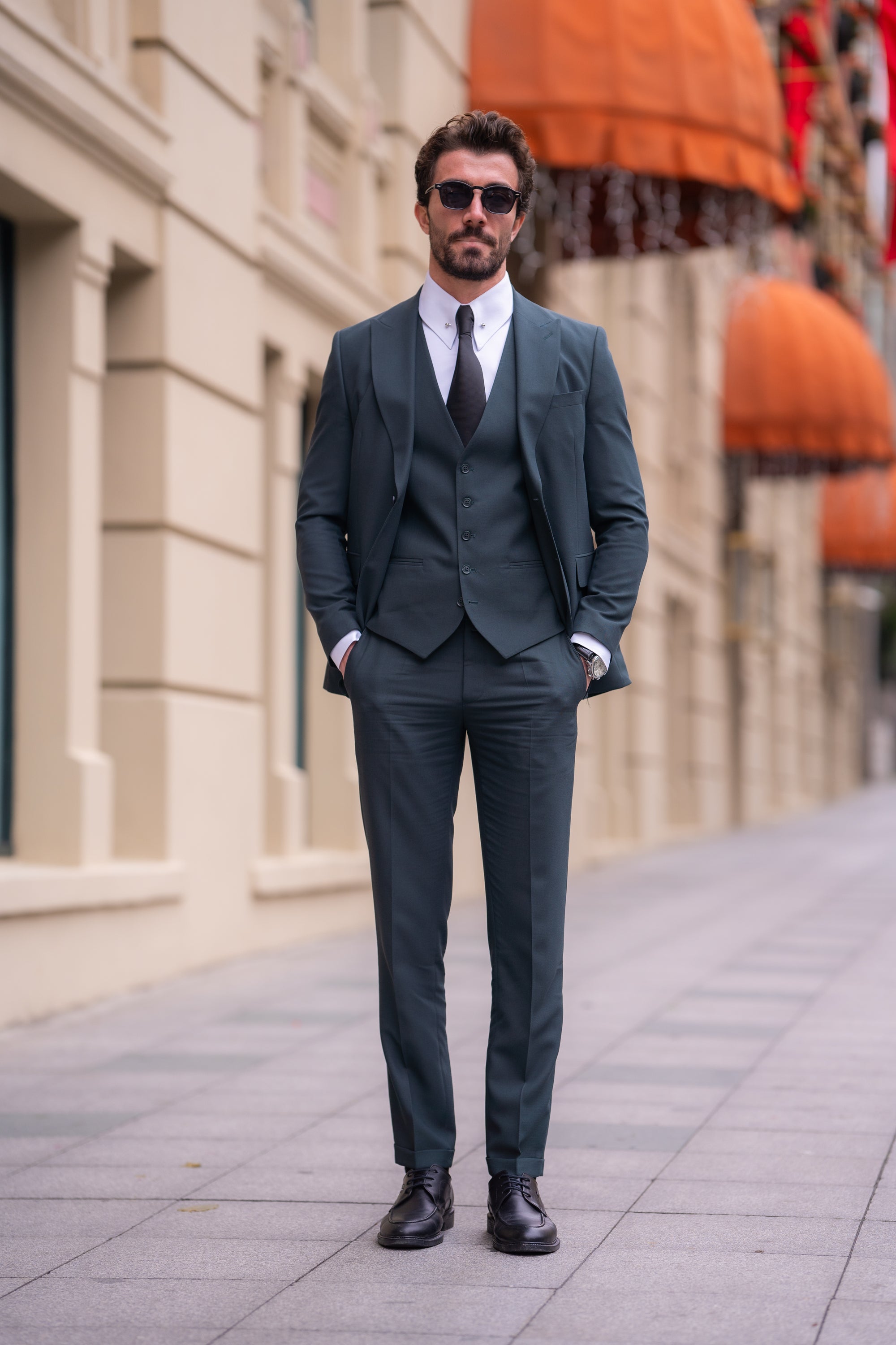 Green Slim-Fit Suit 3-Piece