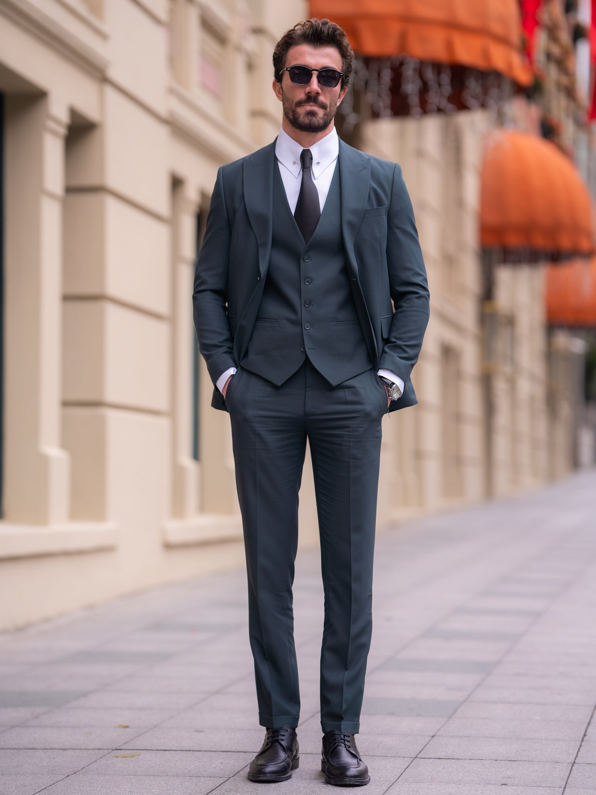 Green Slim-Fit Suit 3-Piece