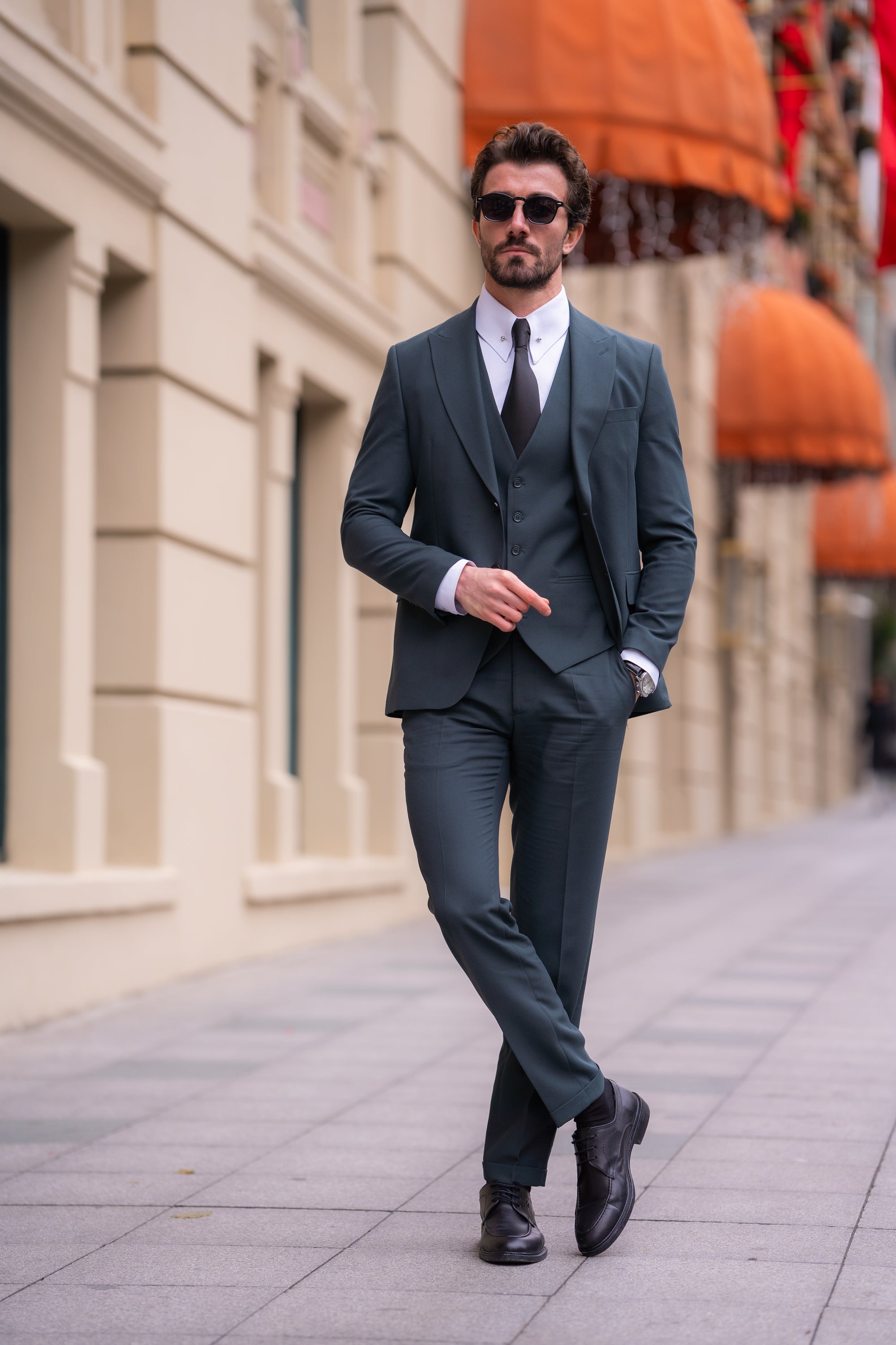Green Slim-Fit Suit 3-Piece